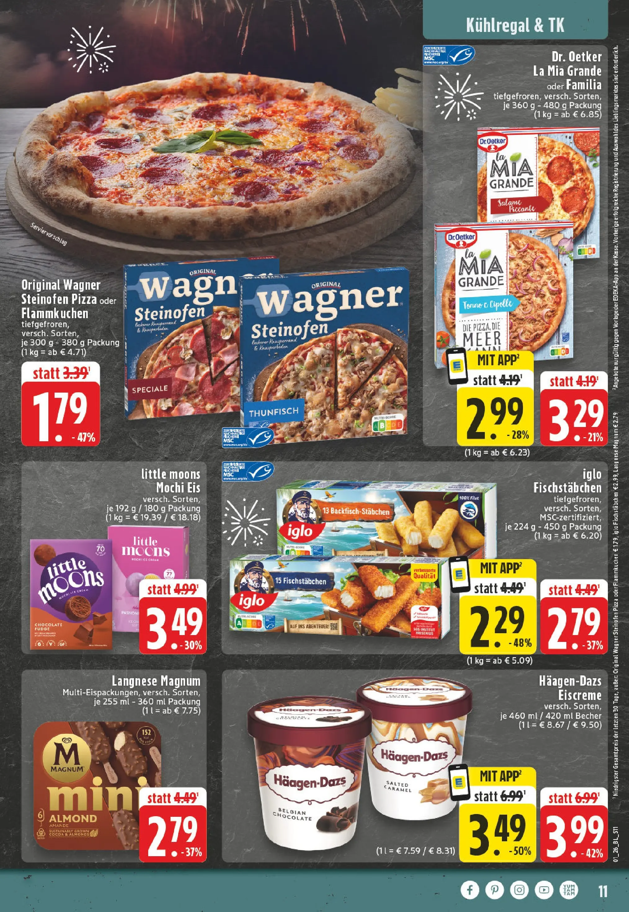 Edeka prospekt Detmold	 (ab 28.12.2025) » Angebote Online | Seite: 11 | Produkte: Langnese, Thunfisch, Pizza, Mochi