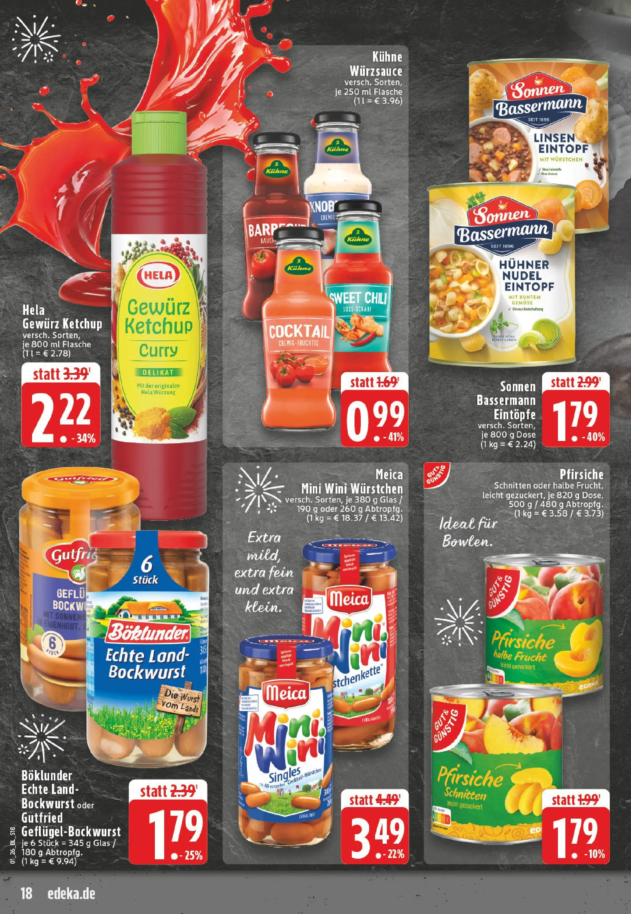 Edeka prospekt Detmold	 (ab 28.12.2025) » Angebote Online | Seite: 18 | Produkte: Bockwurst, Gemüse, Wurst, Chili