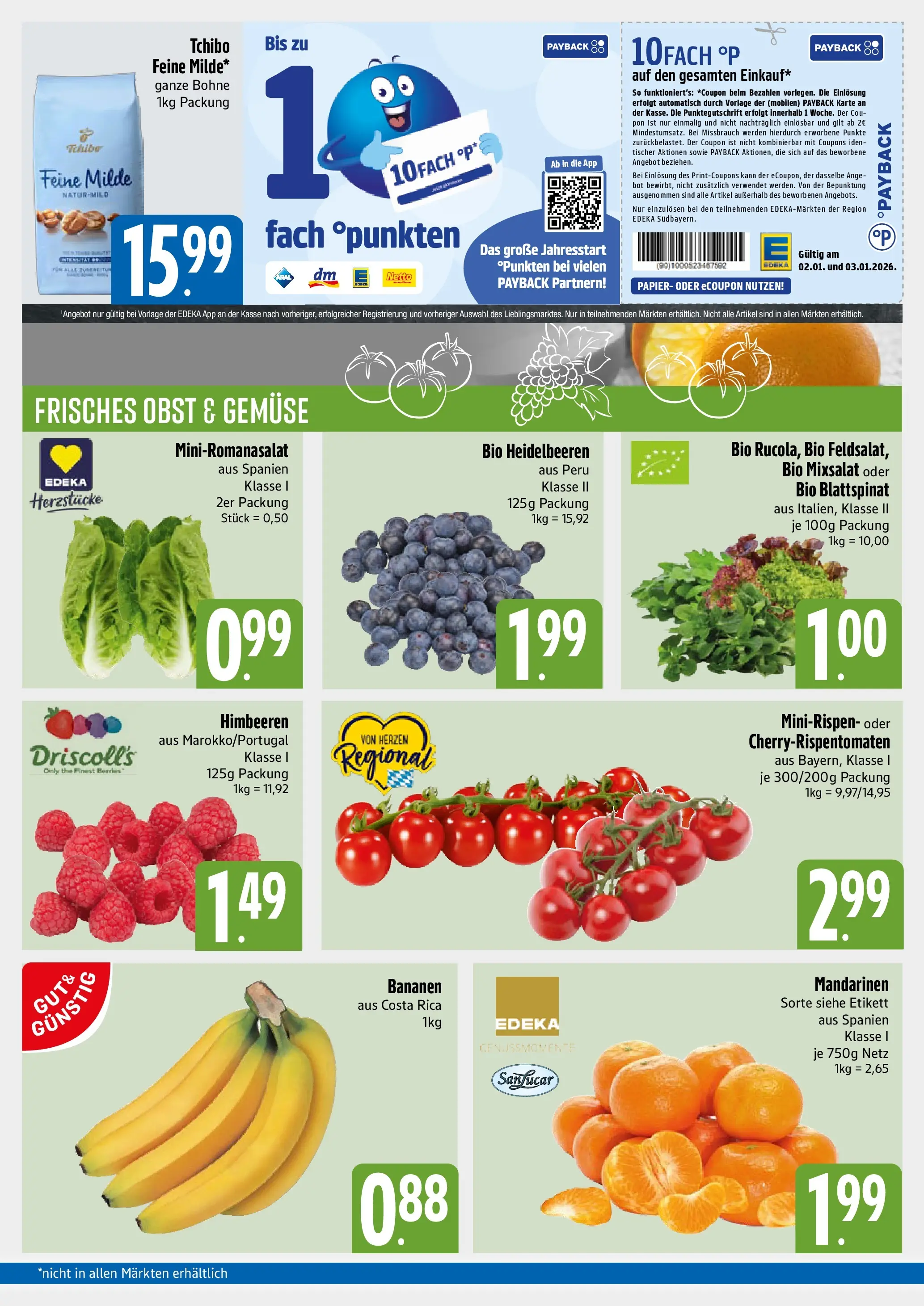Edeka prospekt München	 (ab 28.12.2025) » Angebote Online | Seite: 3 | Produkte: Himbeeren, Heidelbeeren, Gemüse, Obst