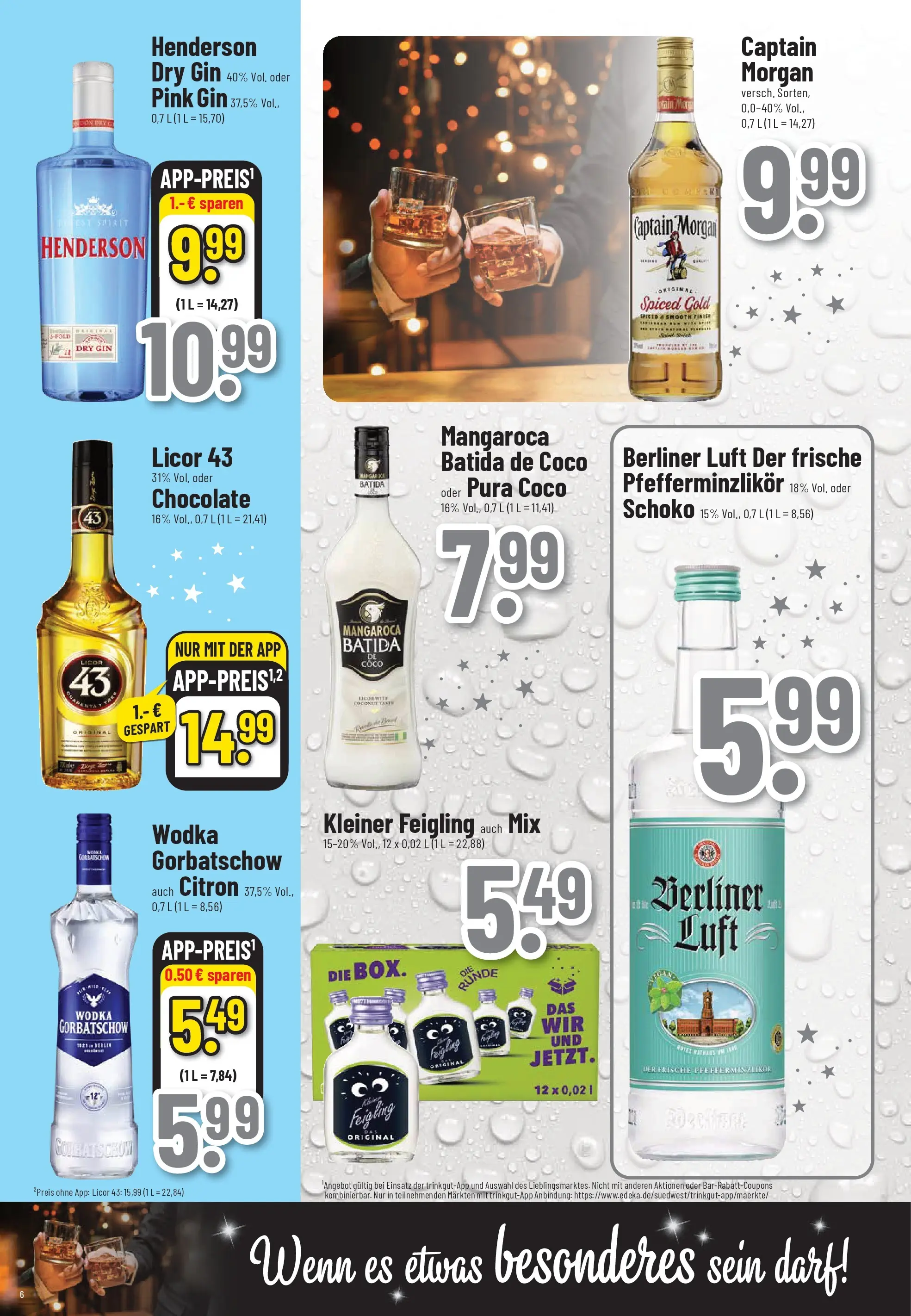 Trinkgut - trinkgut: Wochenangebote (ab 28.12.2025) » Angebote online | Seite: 6 | Produkte: Kleiner feigling, Batida de coco, Captain morgan, Gin