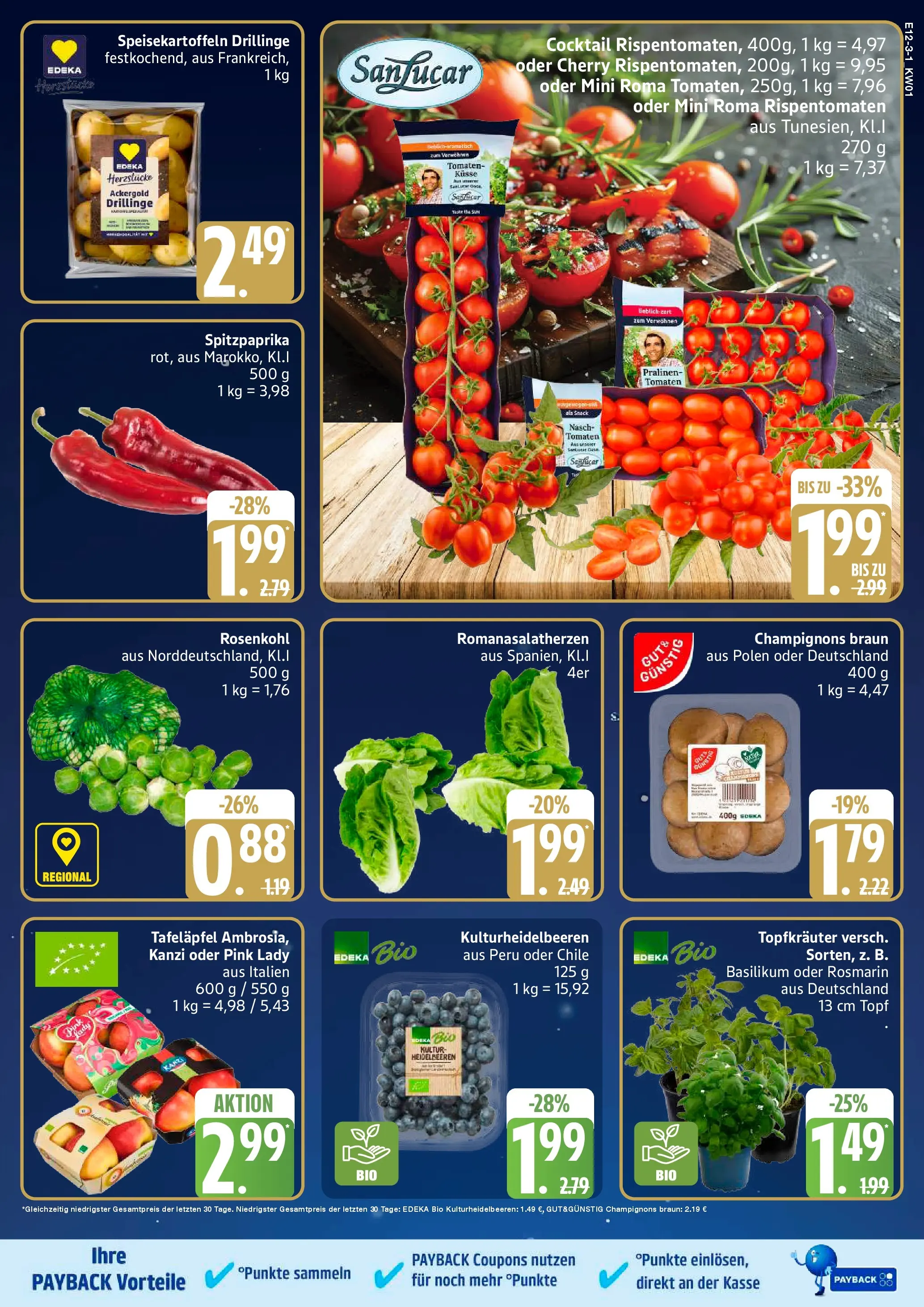 Edeka prospekt Ammersbek	 (ab 29.12.2025) » Angebote Online | Seite: 3 | Produkte: Tomaten, Heidelbeeren, Champignons