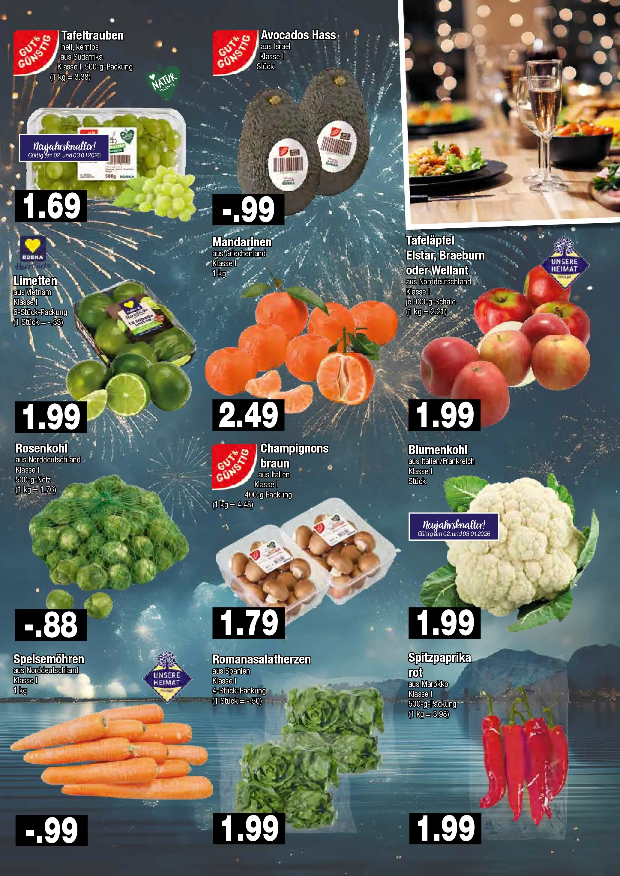 Edeka prospekt Hamburg	 (ab 29.12.2025) » Angebote Online | Seite: 3 | Produkte: Limetten, Mandarinen, Avocado, Champignons