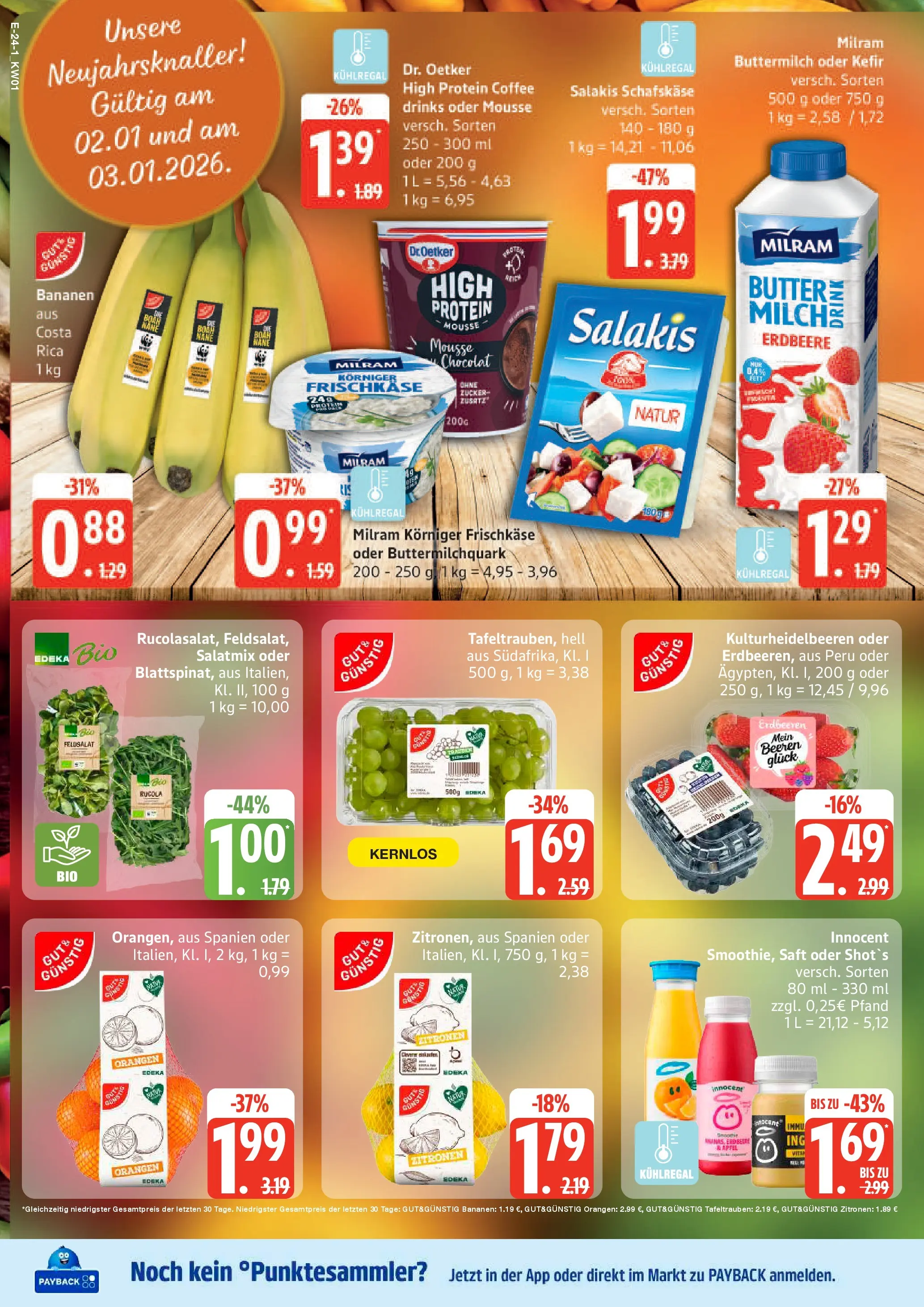 Edeka prospekt Hamburg	 (ab 29.12.2025) » Angebote Online | Seite: 24 | Produkte: Kefir, Butter, Milram, Zitronen