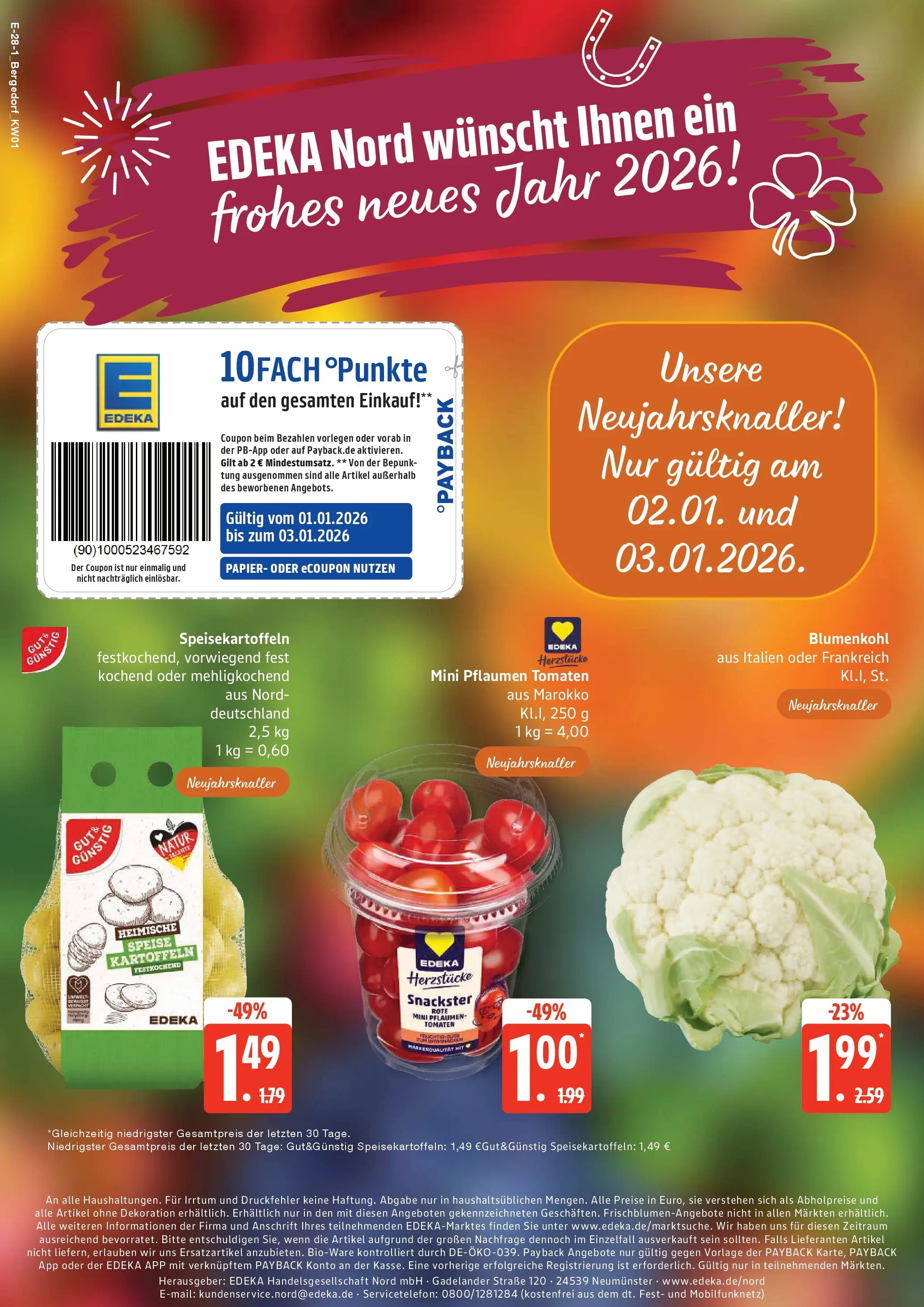Edeka prospekt Hamburg	 (ab 29.12.2025) » Angebote Online | Seite: 28 | Produkte: Pflaumen, Tomaten, Kartoffeln, Blumenkohl