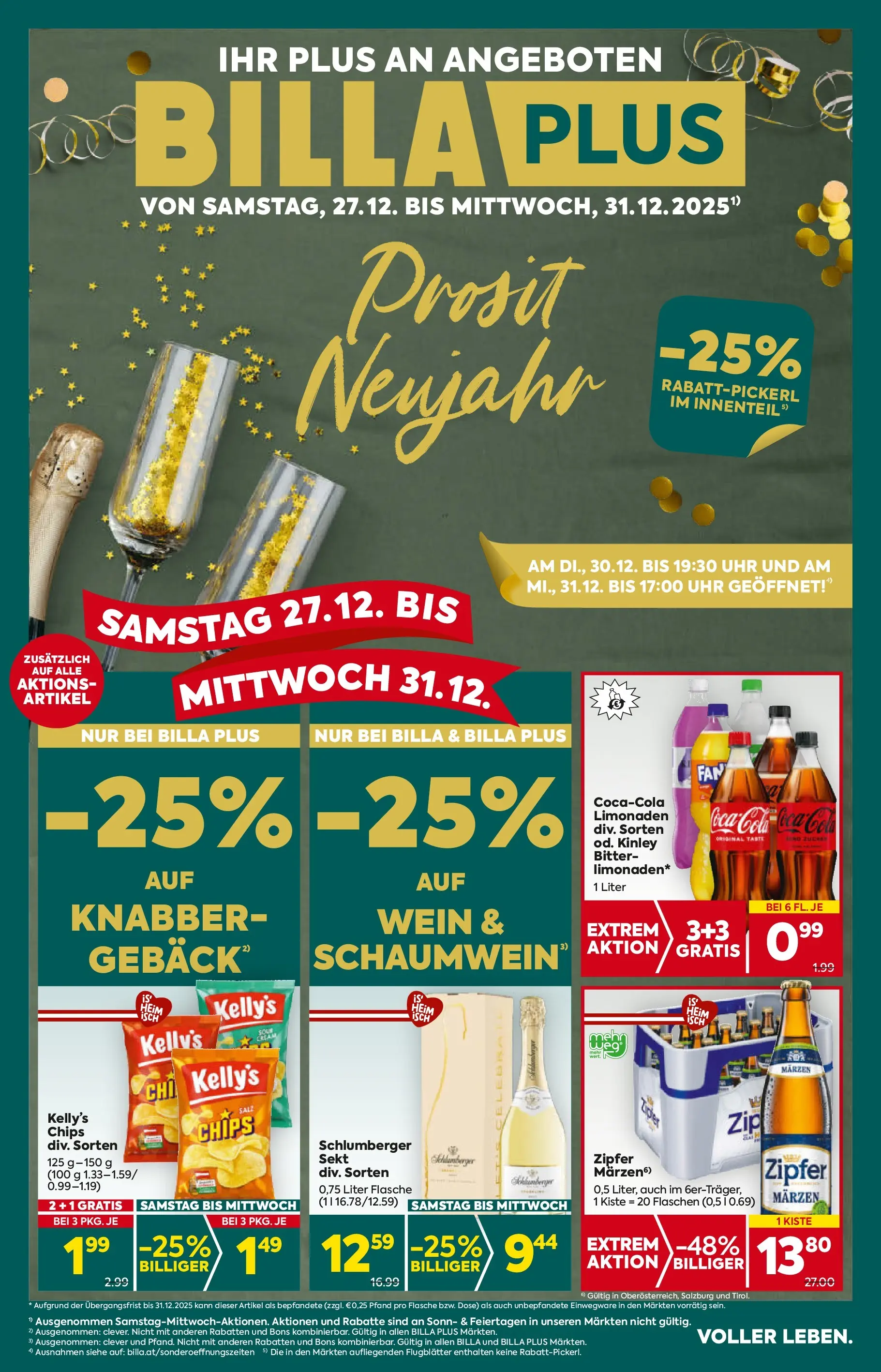 Billa Plus - BILLA PLUS: Flugblatt Oberösterreich von 26.12.2025 - Aktuelle Angebote | Seite: 1 | Produkte: Chips, Uhr, Wein