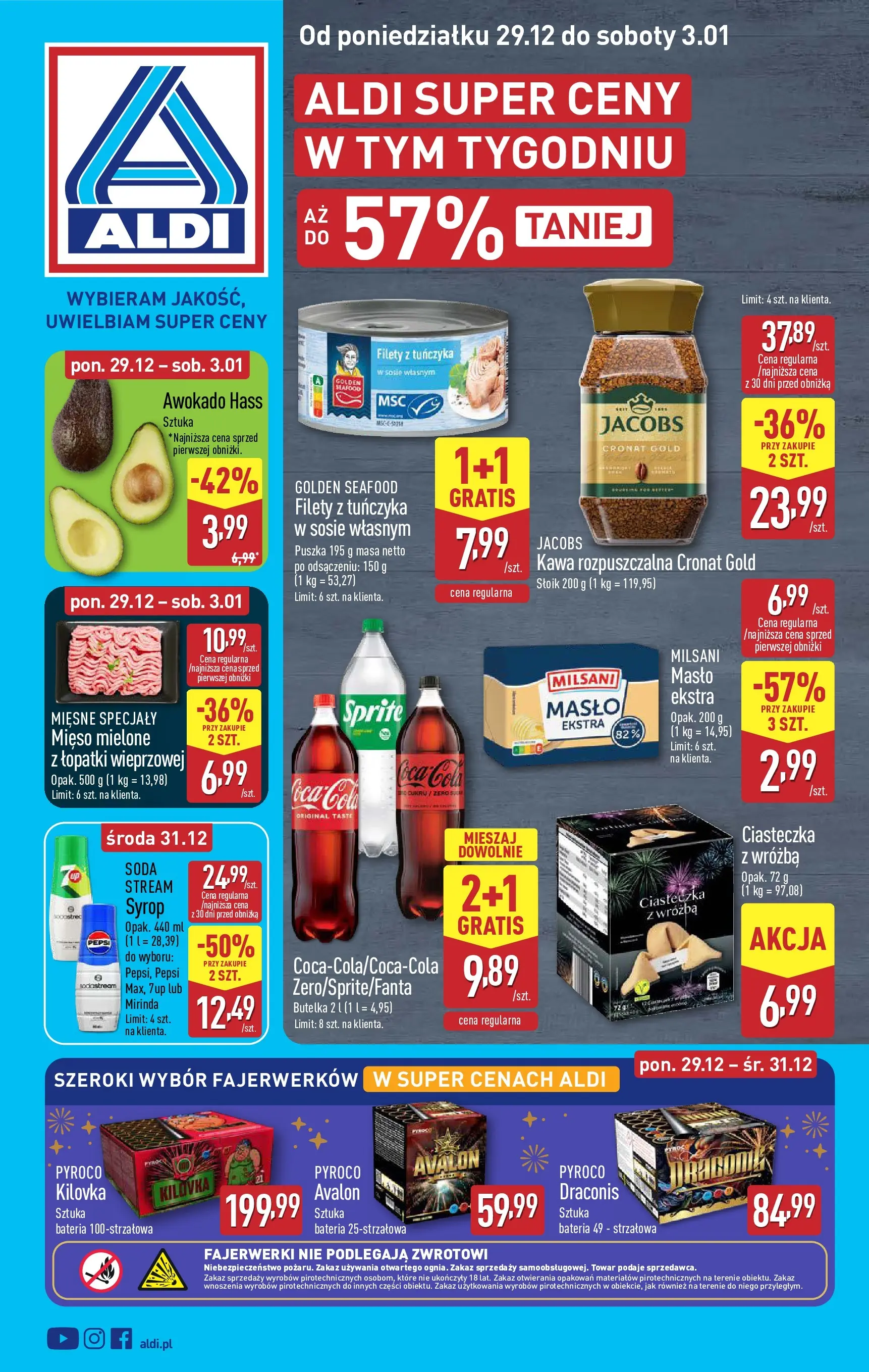 Aldi Gazetka od 29.12.2025 - Ulotka PDF, promocje | Strona: 1 | Produkty: Mięso, Pepsi, Sprite, Sodastream