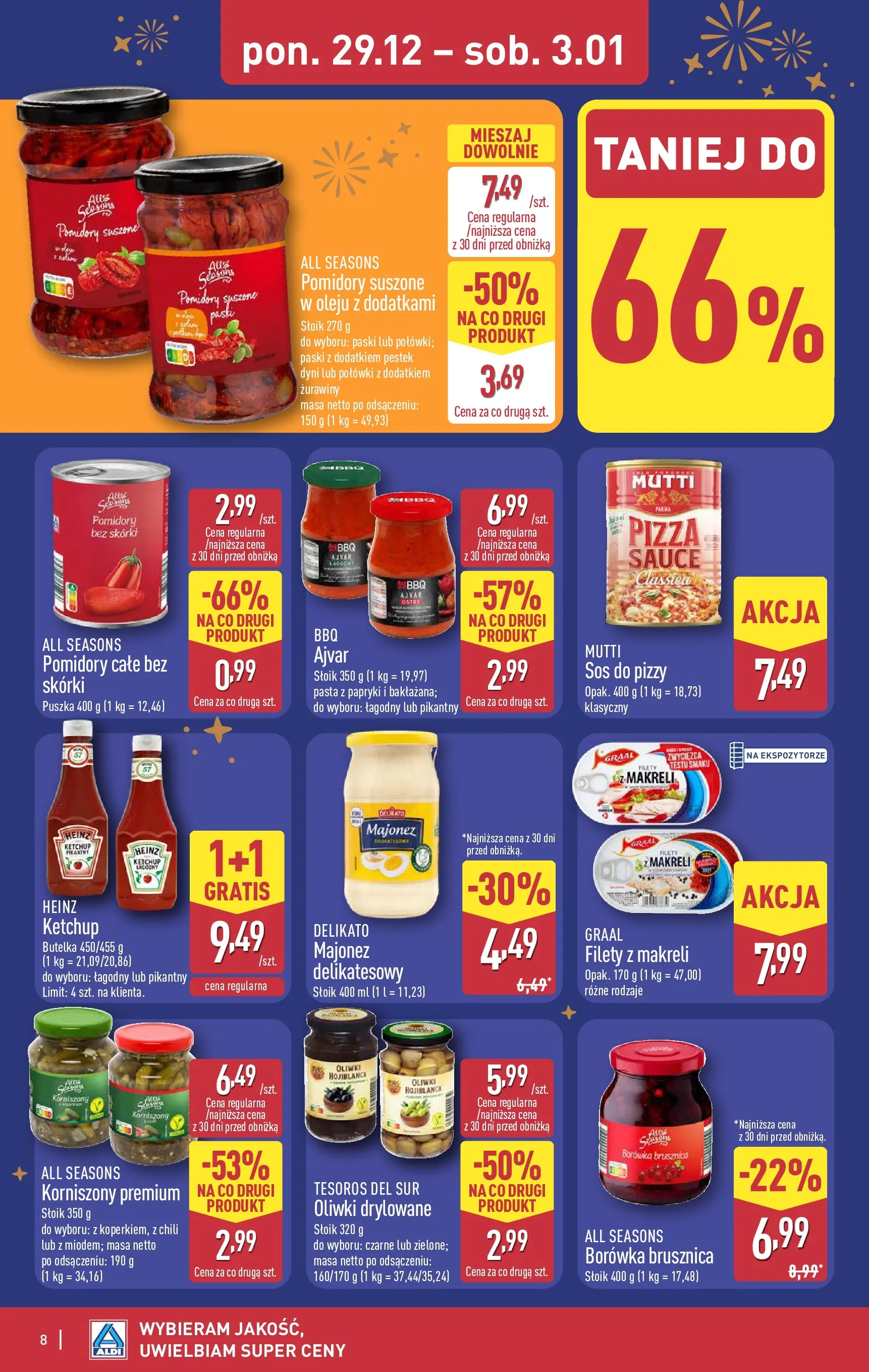 Aldi Gazetka od 29.12.2025 - Ulotka PDF, promocje | Strona: 8 | Produkty: Ketchup, Sos do pizzy, Pomidory, Sos
