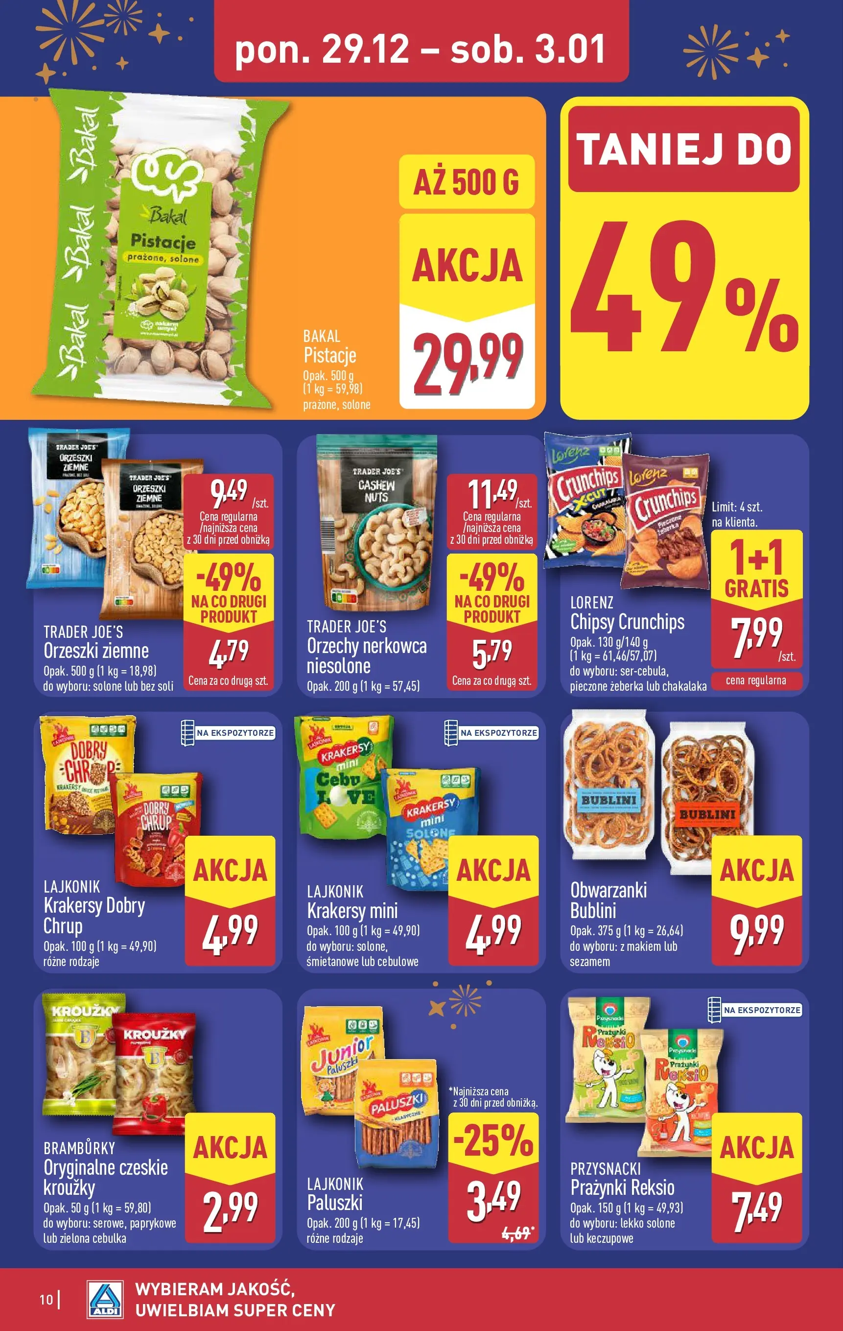 Aldi Gazetka od 29.12.2025 - Ulotka PDF, promocje | Strona: 10 | Produkty: Chipsy, Krakersy, Orzeszki ziemne, Orzechy