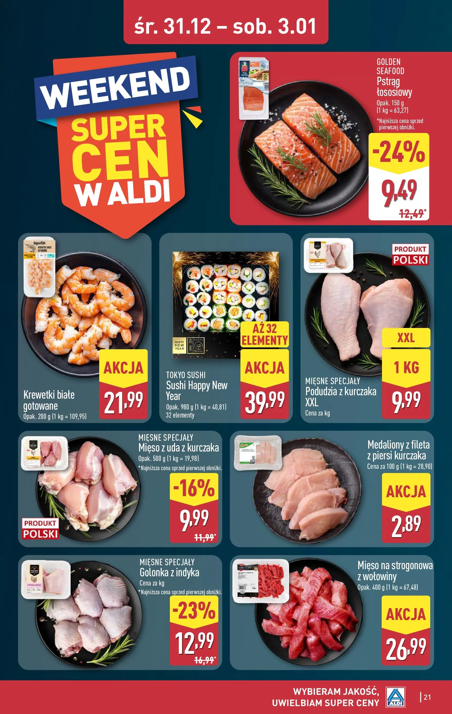 Aldi Gazetka od 29.12.2025 - Ulotka PDF, promocje | Strona: 21 | Produkty: Piersi, Mięso, Krewetki, Krewetki białe