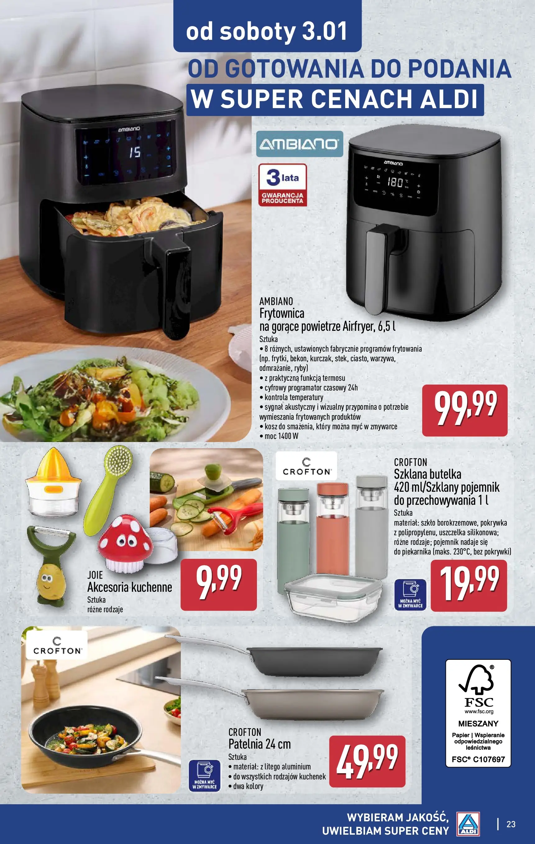 Aldi Gazetka od 29.12.2025 - Ulotka PDF, promocje | Strona: 23 | Produkty: Kosz, Ryby, Patelnia
