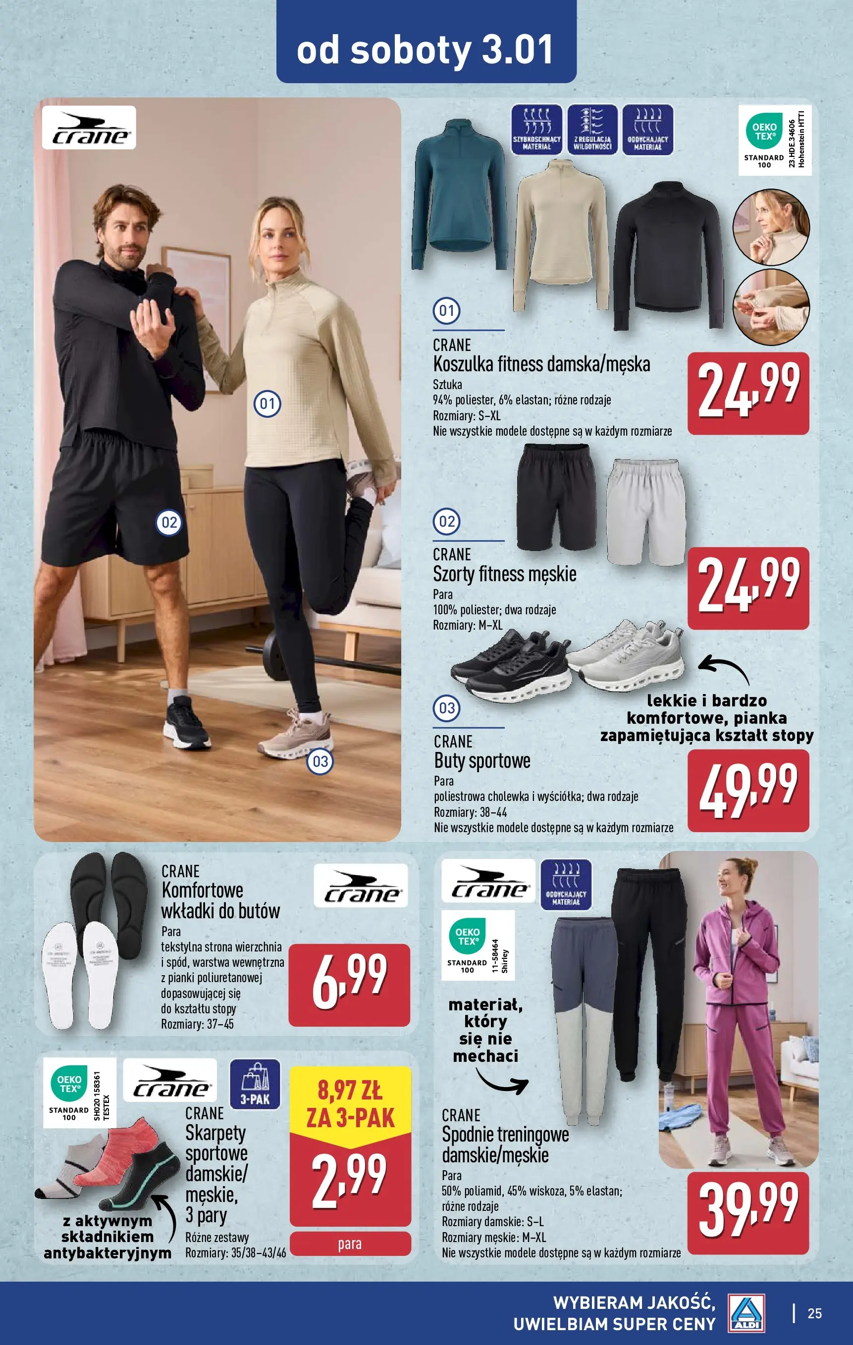 Aldi Gazetka od 29.12.2025 - Ulotka PDF, promocje | Strona: 25 | Produkty: Wkładki do butów, Spodnie, Skarpety, Pianki