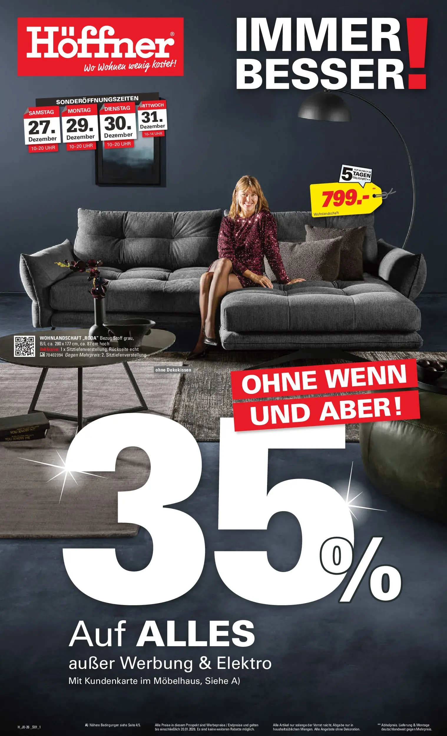 Höffner - Höffner: Möbelangebote (ab 23.12.2025) zum Blättern | Seite: 1 | Produkte: Wohnlandschaft, Uhr