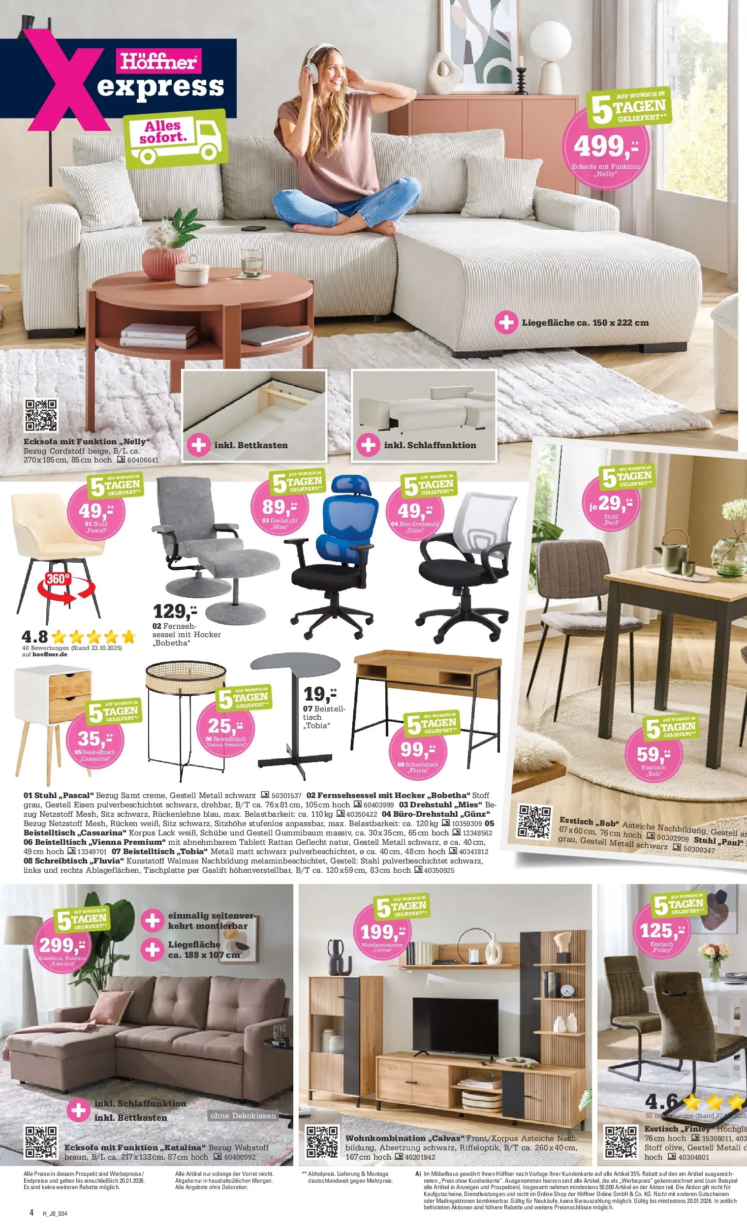 Höffner - Höffner: Möbelangebote (ab 23.12.2025) zum Blättern | Seite: 4 | Produkte: Hocker, Beistelltisch, Sessel, Stuhl