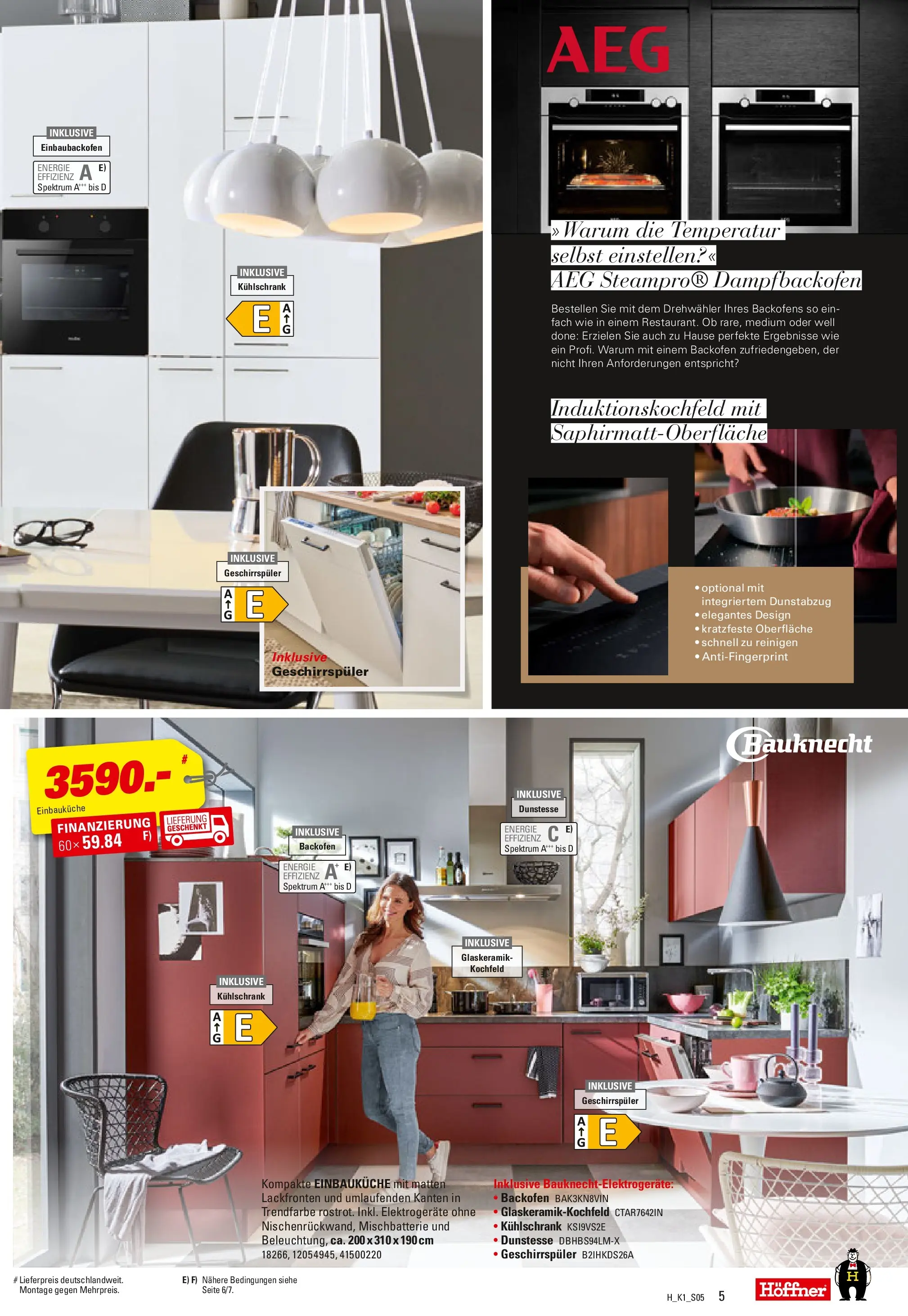 Höffner - Höffner: Möbelangebote (ab 23.12.2025) zum Blättern | Seite: 5 | Produkte: AEG, Geschirrspüler, Einbauküche, Kühlschrank