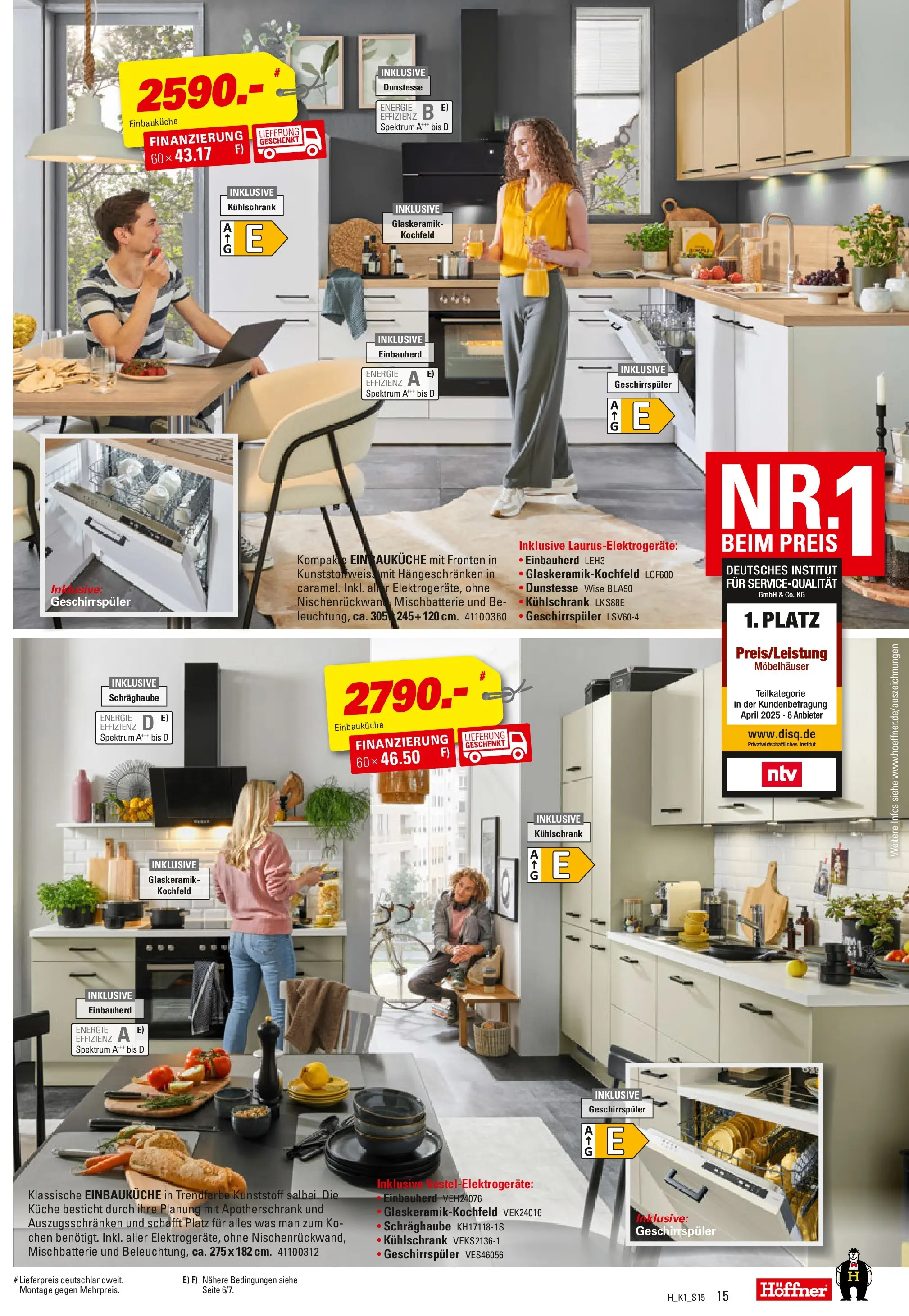 Höffner - Höffner: Möbelangebote (ab 23.12.2025) zum Blättern | Seite: 15 | Produkte: Geschirrspüler, Küche, Kühlschrank, Kochfeld