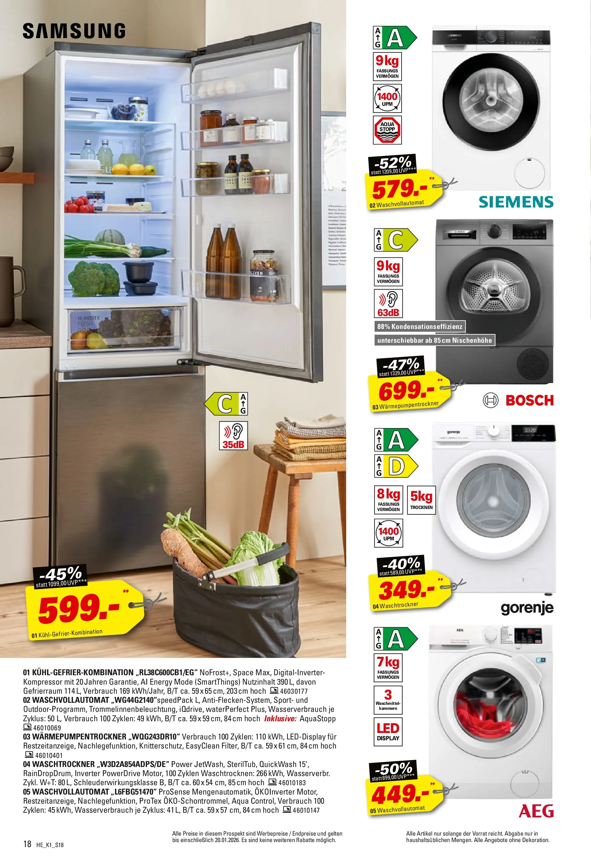 Höffner - Höffner: Möbelangebote (ab 23.12.2025) zum Blättern | Seite: 18 | Produkte: Siemens, Energy, Kühlgefrierkombination, Waschtrockner