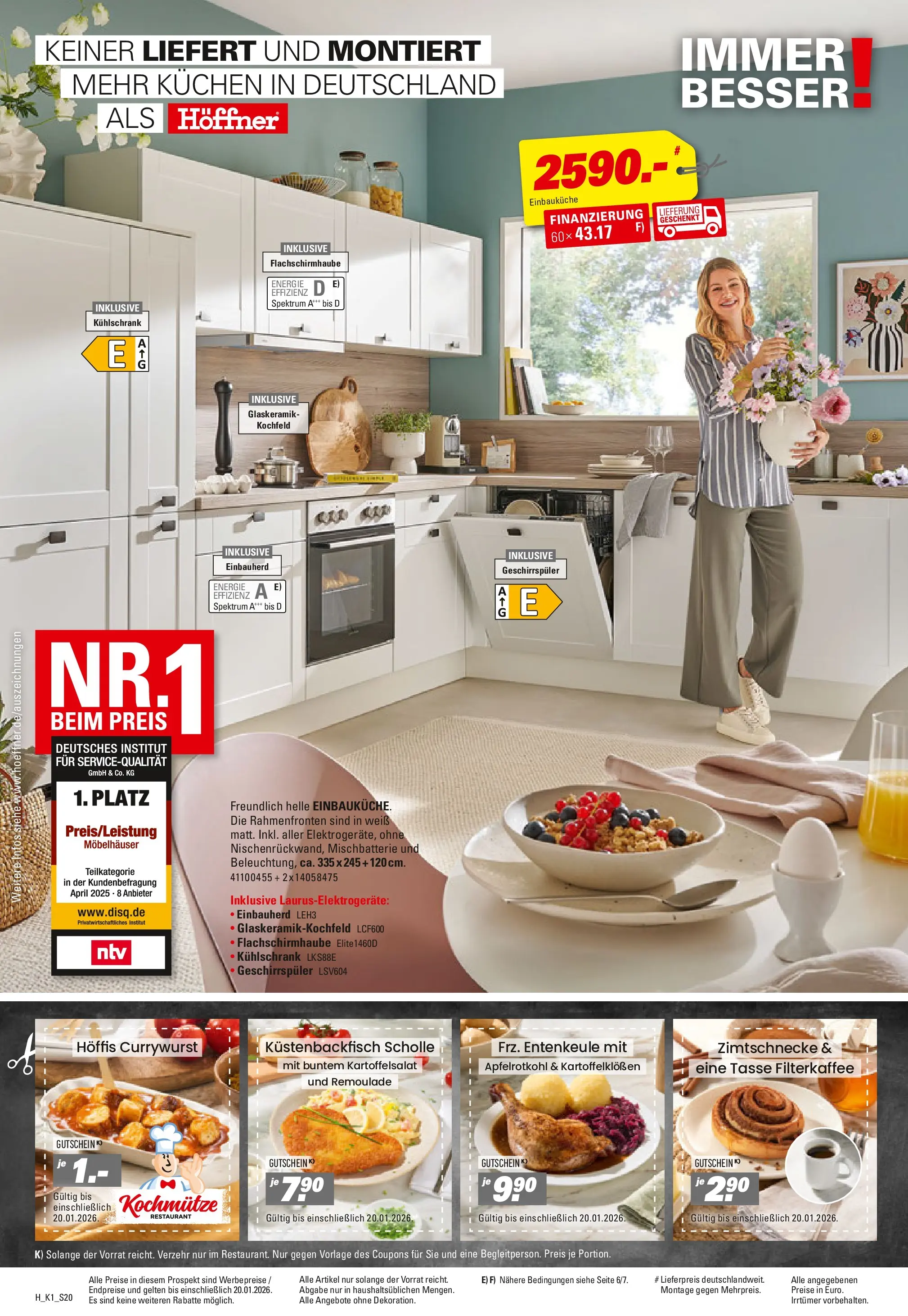 Höffner - Höffner: Möbelangebote (ab 23.12.2025) zum Blättern | Seite: 20 | Produkte: Einbauküche, Kühlschrank, Kochfeld, Kuchen