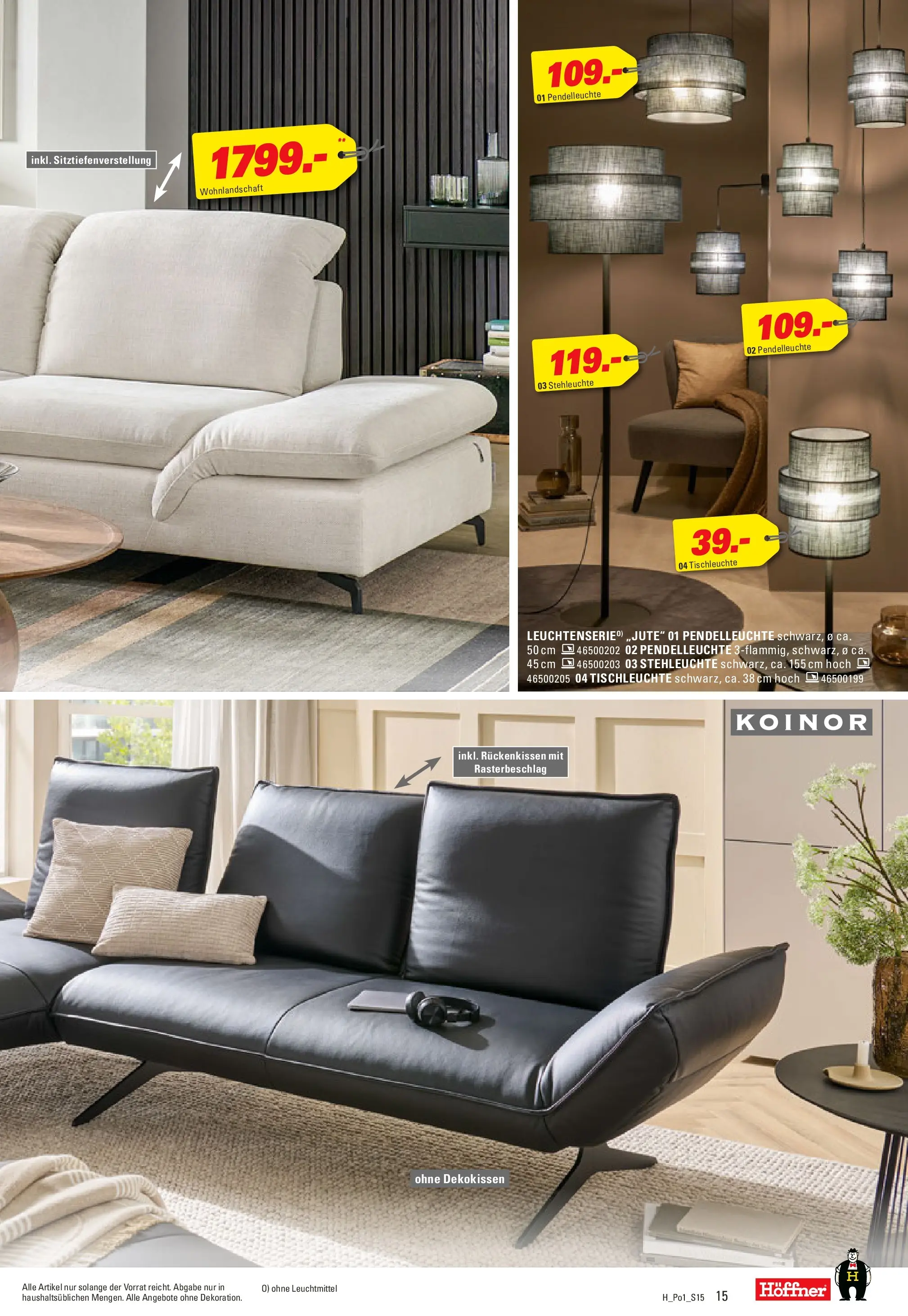 Höffner - Höffner: Möbelangebote (ab 23.12.2025) zum Blättern | Seite: 15 | Produkte: Wohnlandschaft