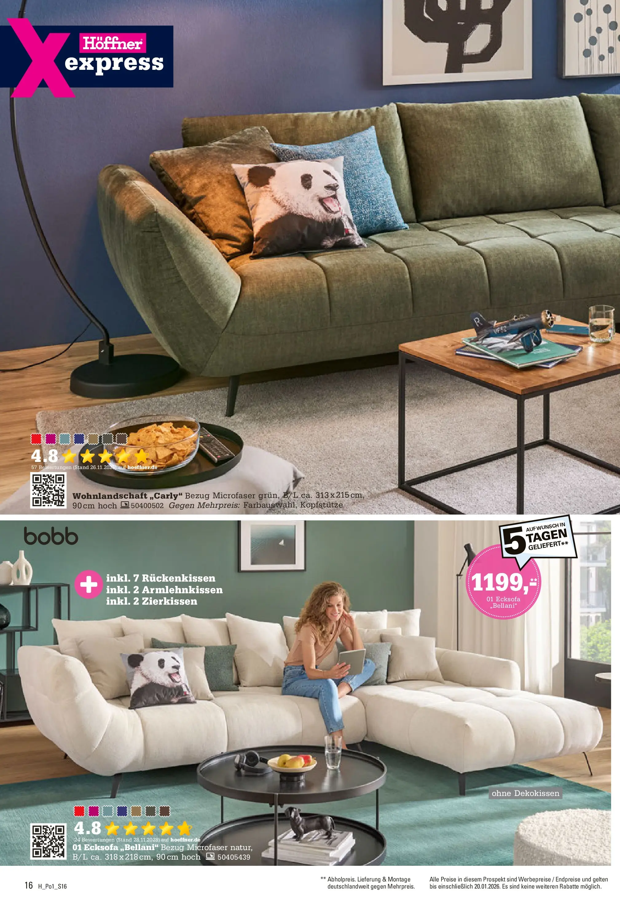 Höffner - Höffner: Möbelangebote (ab 23.12.2025) zum Blättern | Seite: 16 | Produkte: Wohnlandschaft, Ecksofa