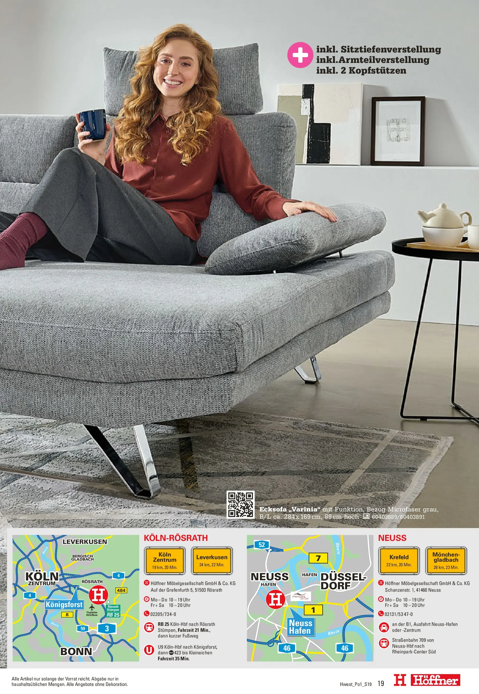 Höffner - Höffner: Möbelangebote (ab 23.12.2025) zum Blättern | Seite: 19 | Produkte: Ecksofa, Uhr