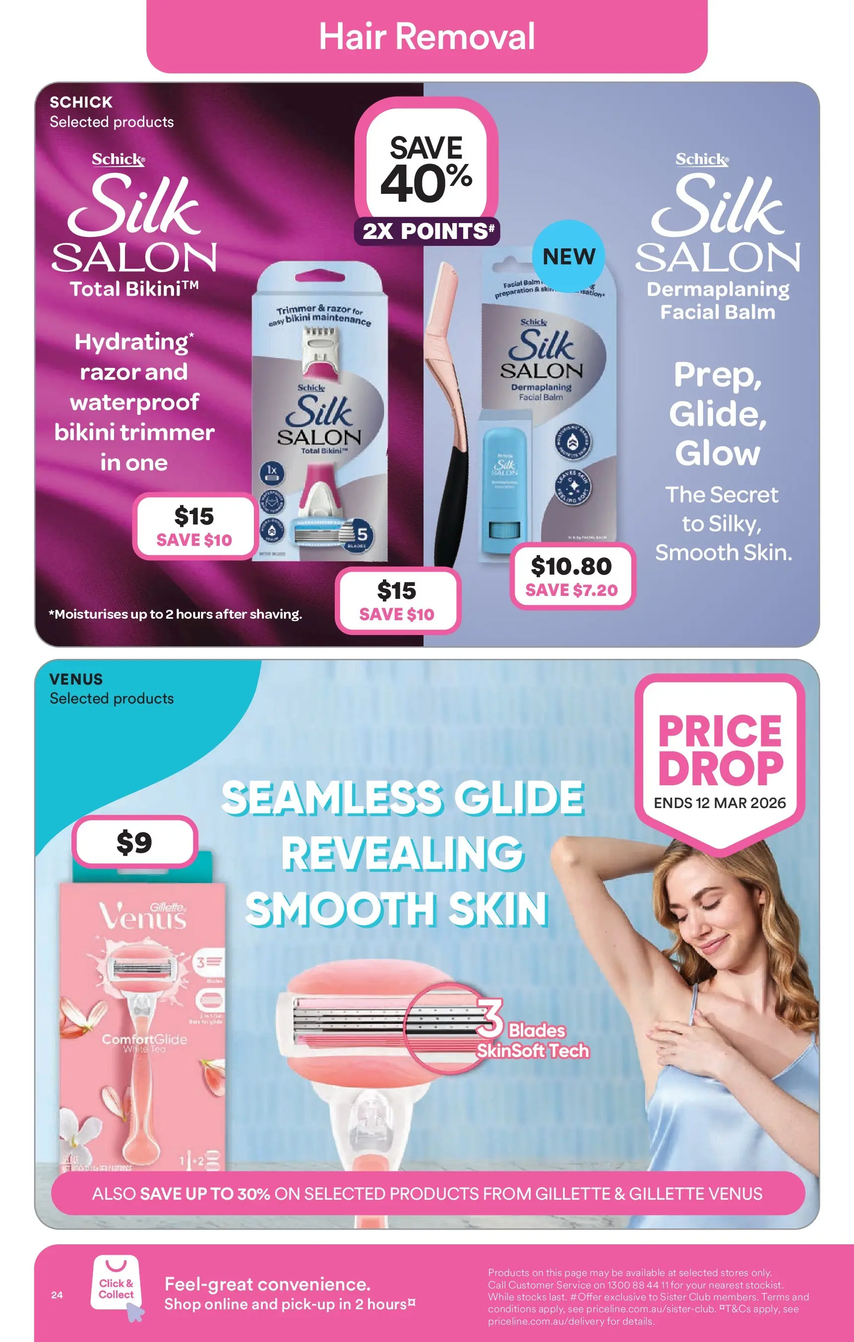 Priceline Pharmacy - Priceline Pharmacy Catalogue - 24/12/2025 > weekly / monthly specials | Page: 24 | Products: Bikini, Tea, Razor, Hair removal