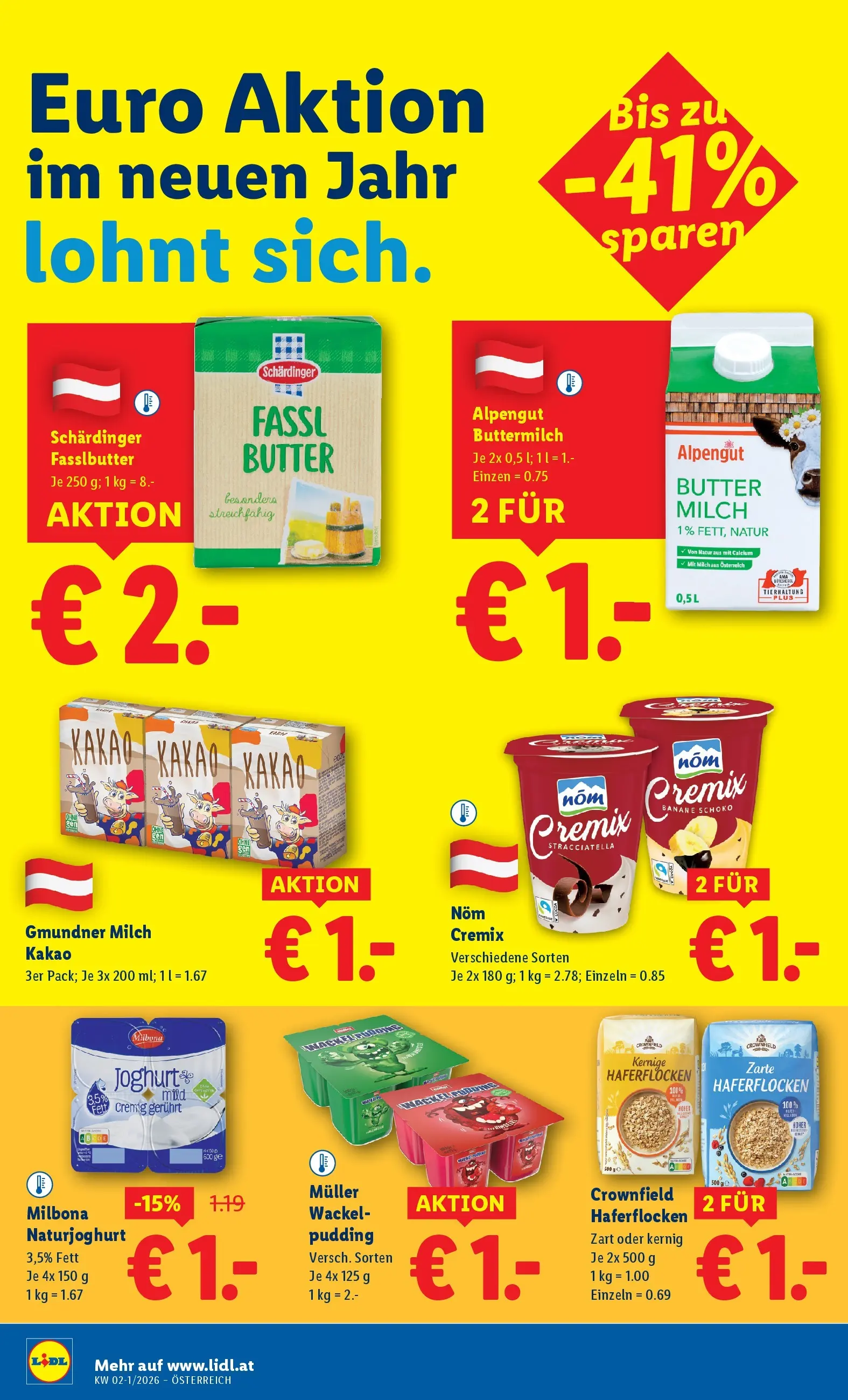 Lidl - Lidl: Flugblatt in deiner Nähe ab 01.01.2026 - Angebote ab donnerstag | Seite: 40 | Produkte: Milch, Butter