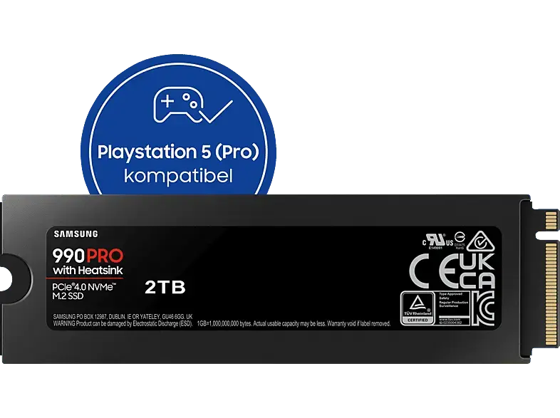 SAMSUNG 990 PRO Heatsink PS5 2 TB, Gaming Festplatte, Schwarz
