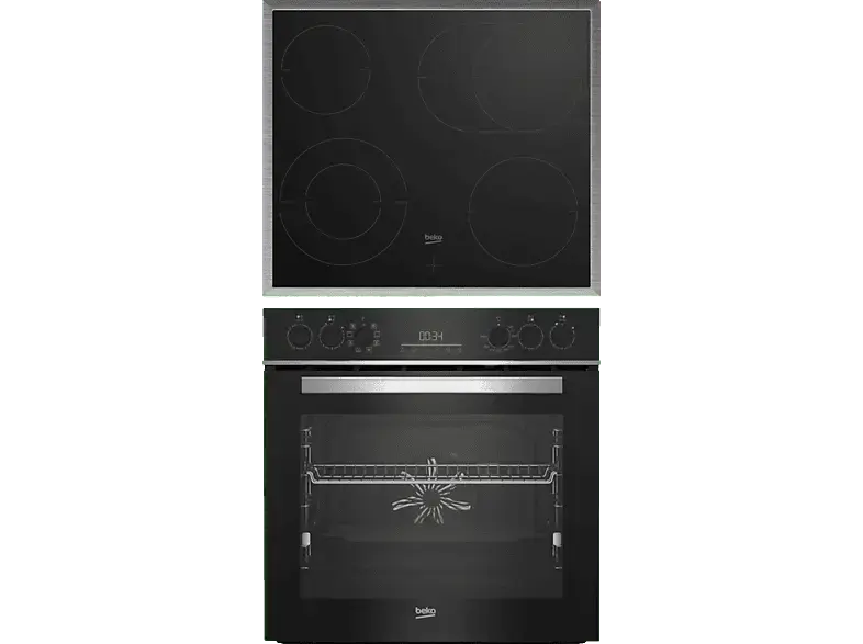 BEKO BBUM13329XS, Einbauherdset (Glaskeramikkochfeld, A, 72 l)