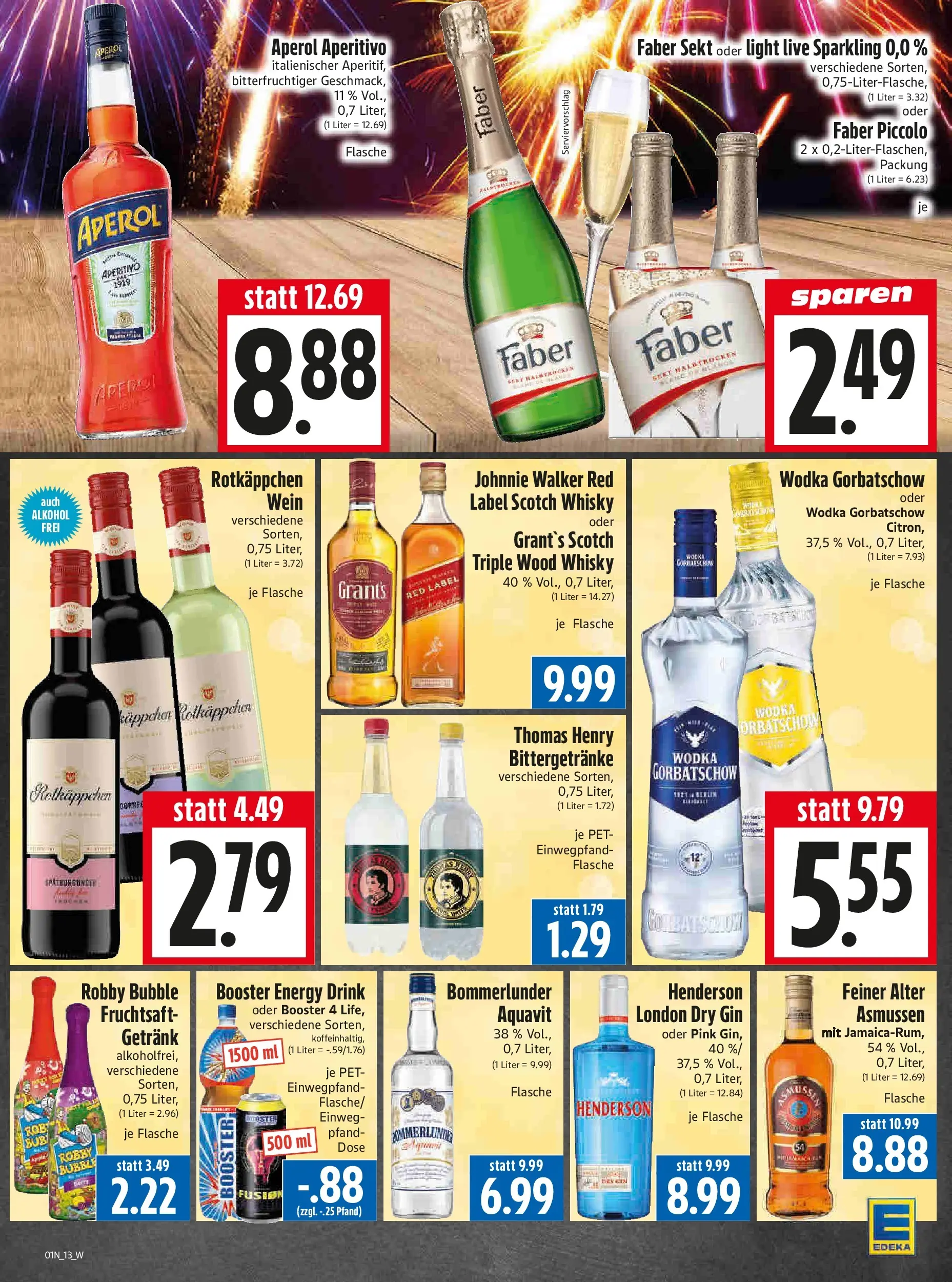 Entdecke - Edeka Hahner: Wochenangebote (ab 28.12.2025) zum Blättern | Seite: 15 | Produkte: Aperol, Gin, Fruchtsaft, Johnnie walker