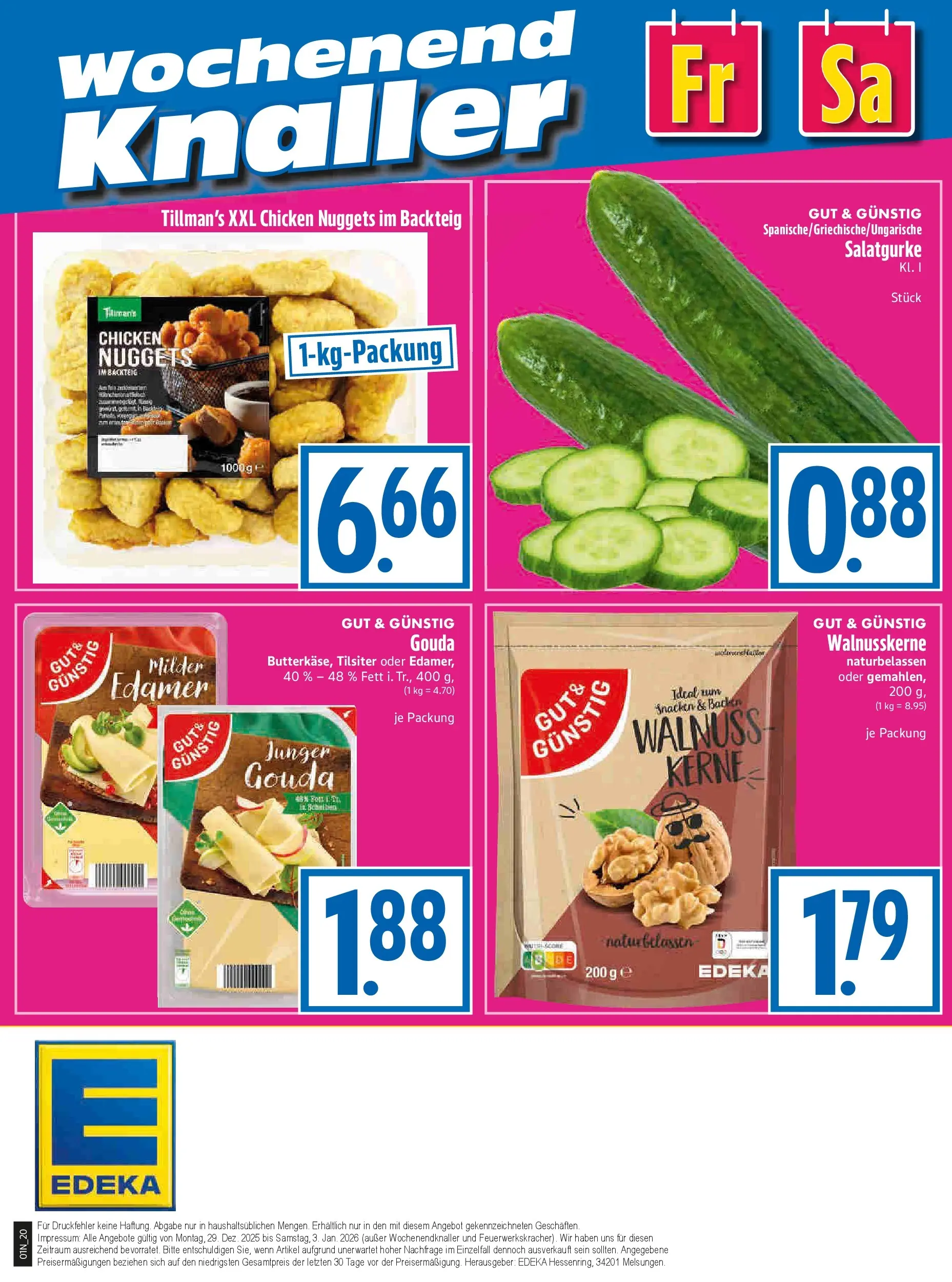 Entdecke - Edeka Hahner: Wochenangebote (ab 28.12.2025) zum Blättern | Seite: 22 | Produkte: Gouda, Edamer