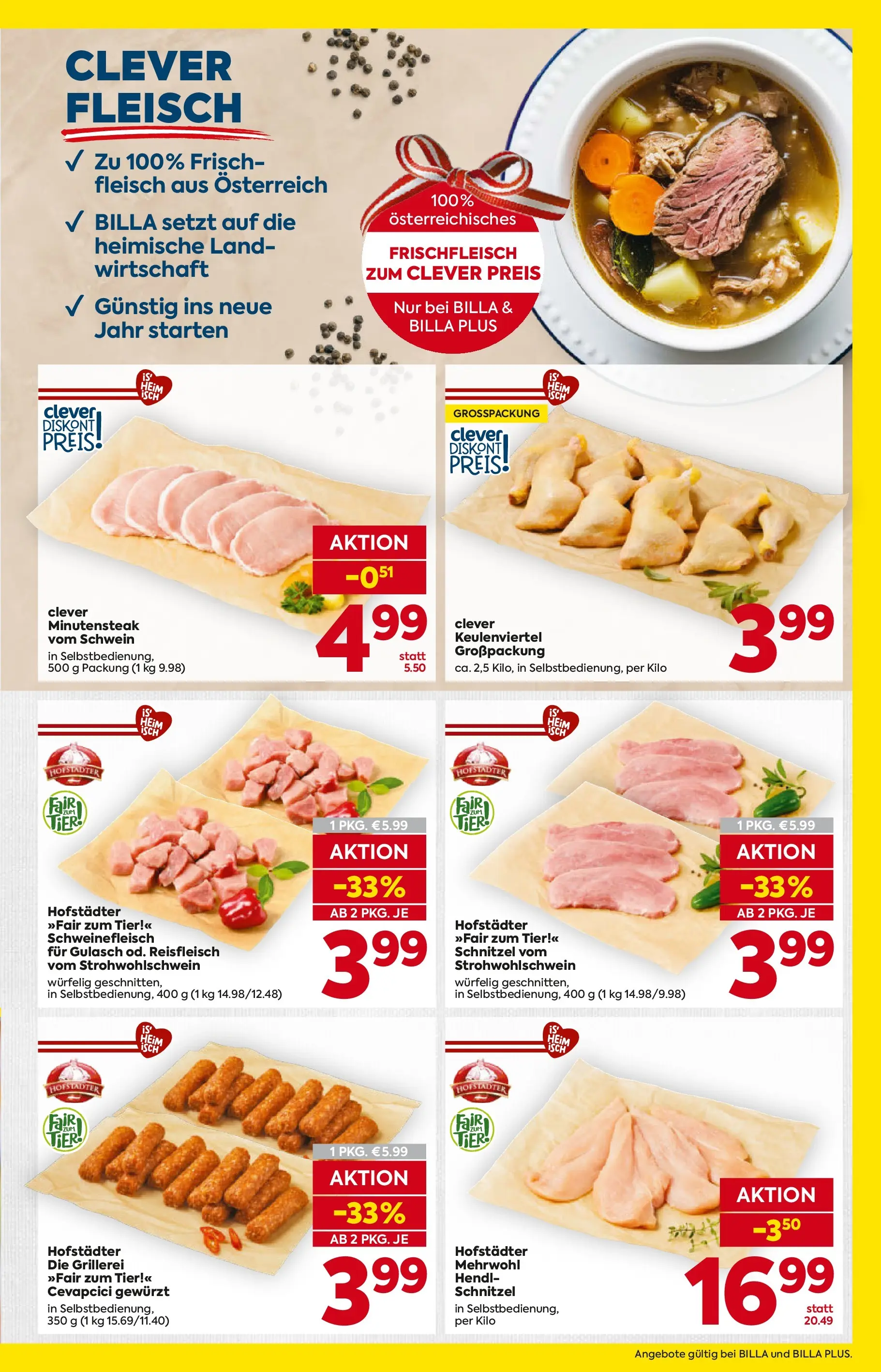 Billa - BILLA: Flugblatt gültig bei BILLA & BILLA PLUS ab 01.01.2026 - Angebote, Prospekt | Seite: 9 | Produkte: Schweinefleisch
