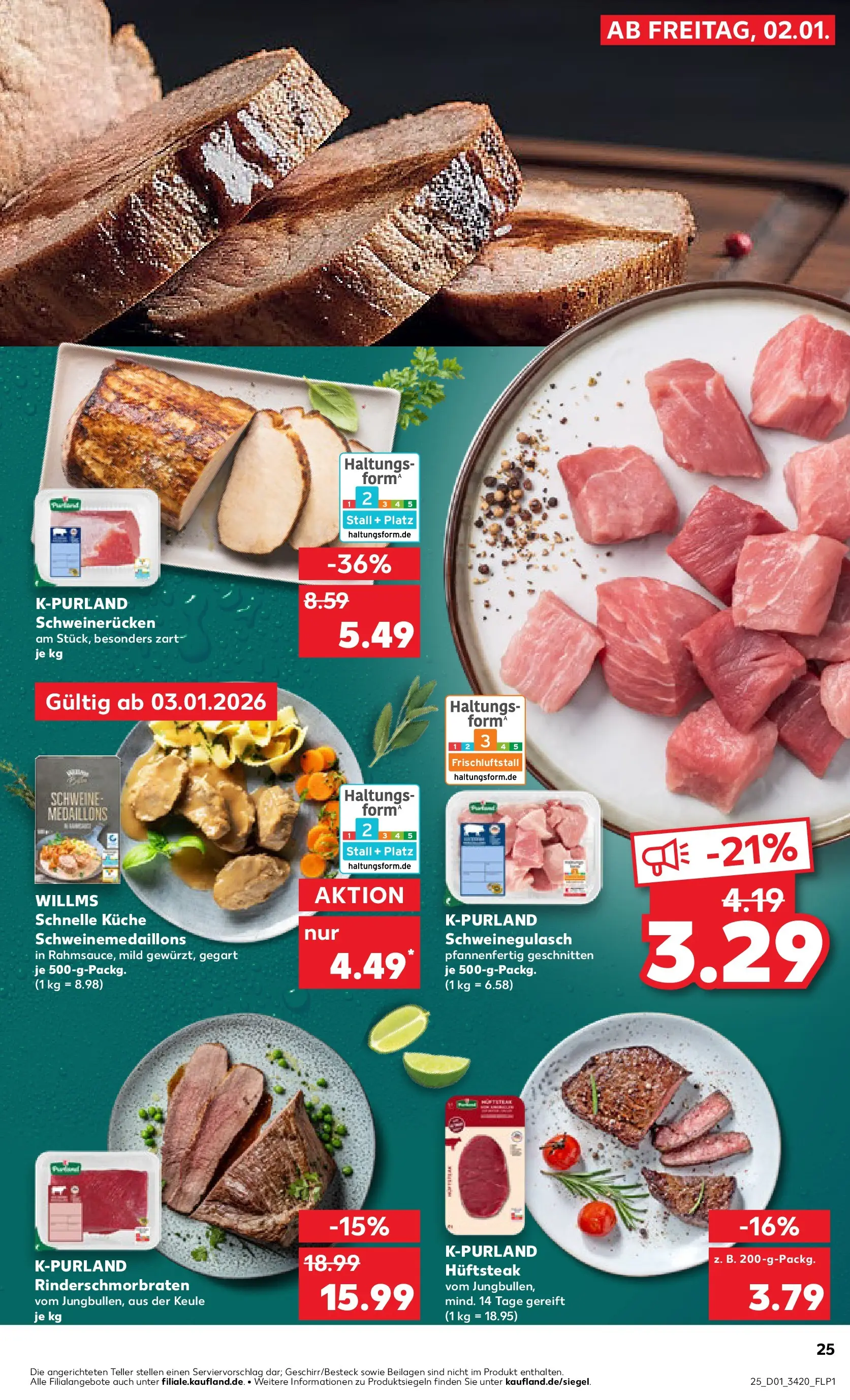 Prospekt Kaufland ab 01.01.2026 » Angebote Online zum Blättern | Seite: 25 | Produkte: Schweinegulasch, Küche, Schweinerucken