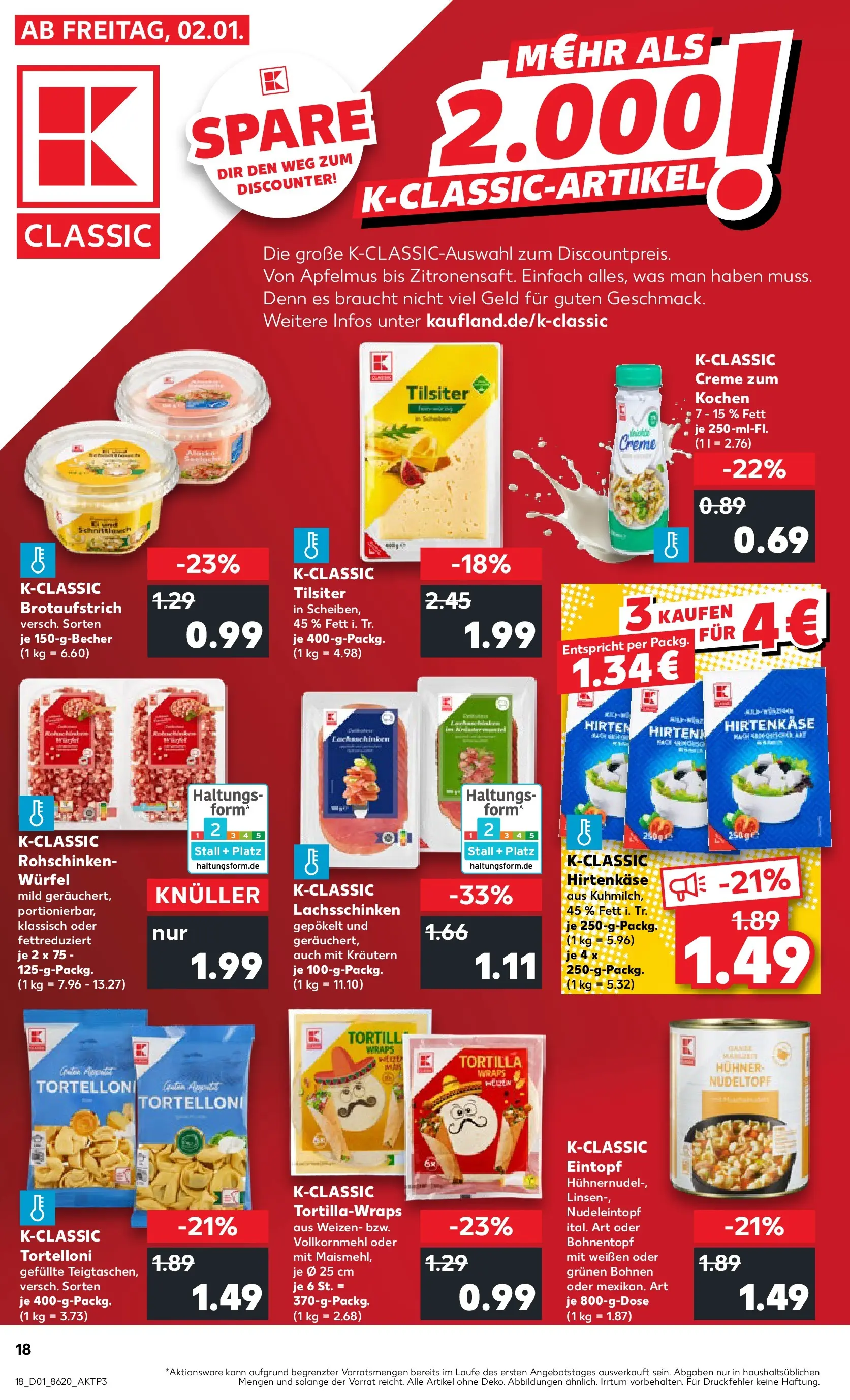 Prospekt Kaufland ab 01.01.2026 » Angebote Online zum Blättern | Seite: 18 | Produkte: Feta, Creme, Pasta