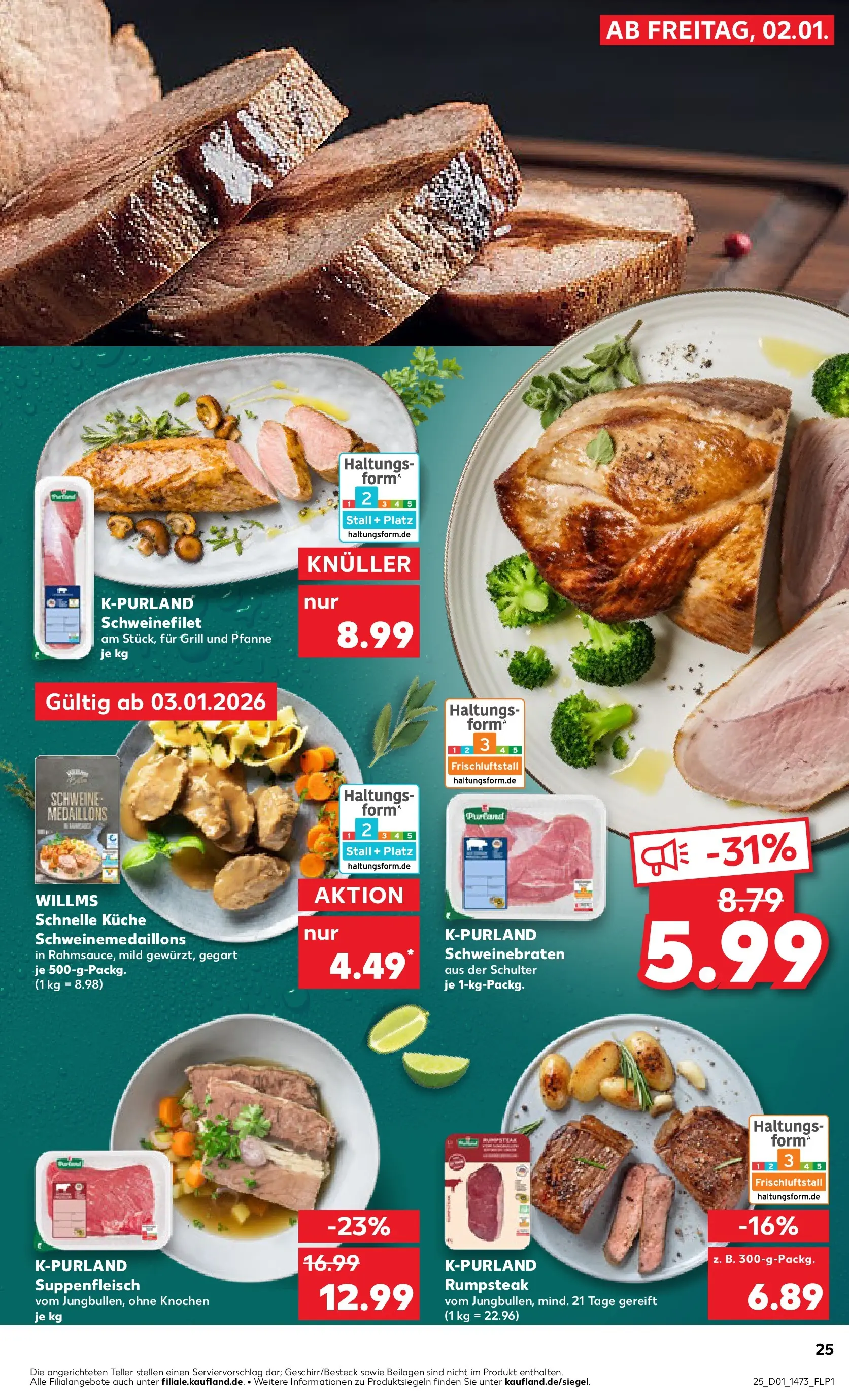Prospekt Kaufland ab 01.01.2026 » Angebote Online zum Blättern | Seite: 25 | Produkte: Rumpsteak, Schweinefilet, Suppenfleisch, Steak