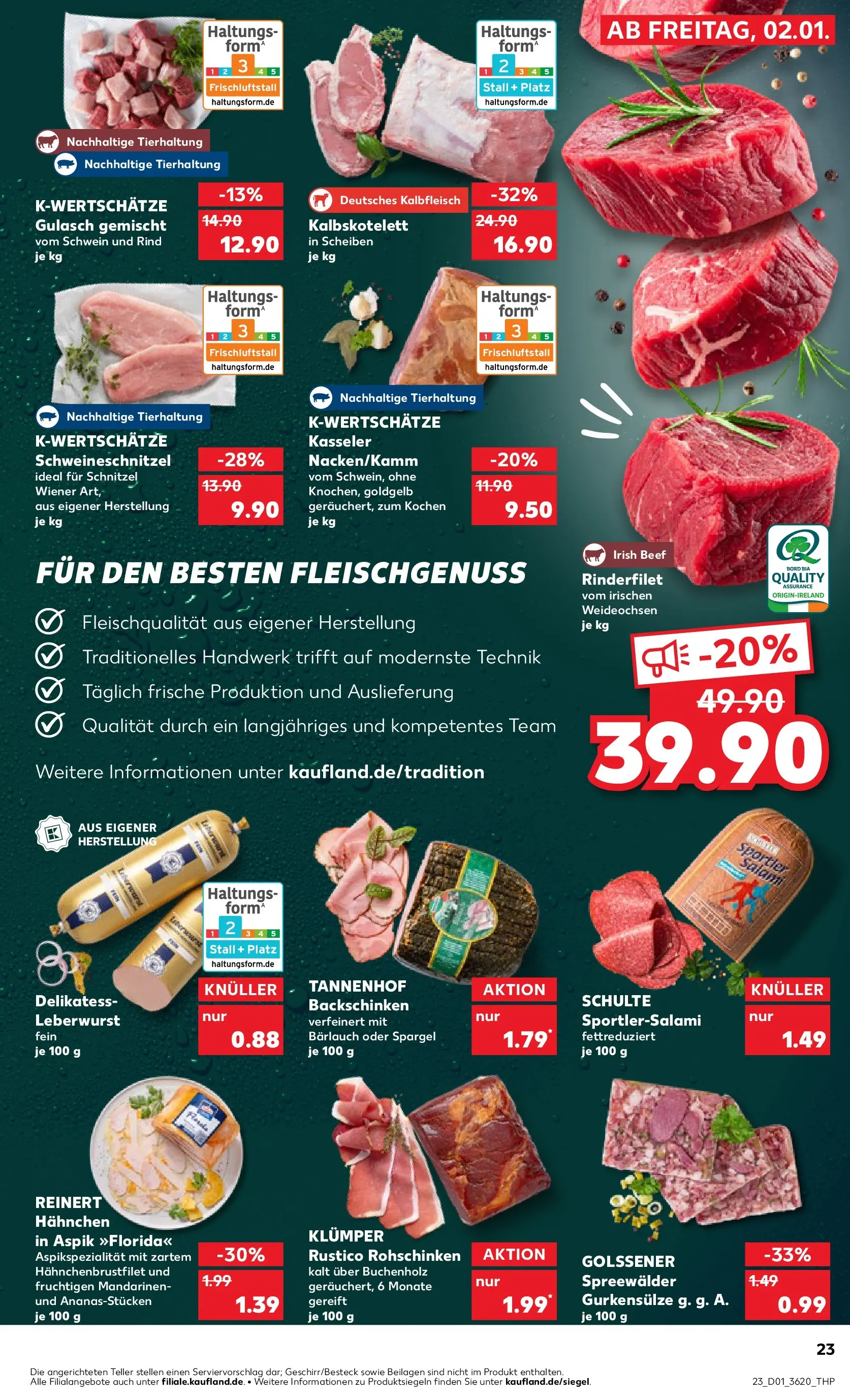 Prospekt Kaufland ab 01.01.2026 » Angebote Online zum Blättern | Seite: 23 | Produkte: Hahnchen, Rinderfilet, Spargel, Salami