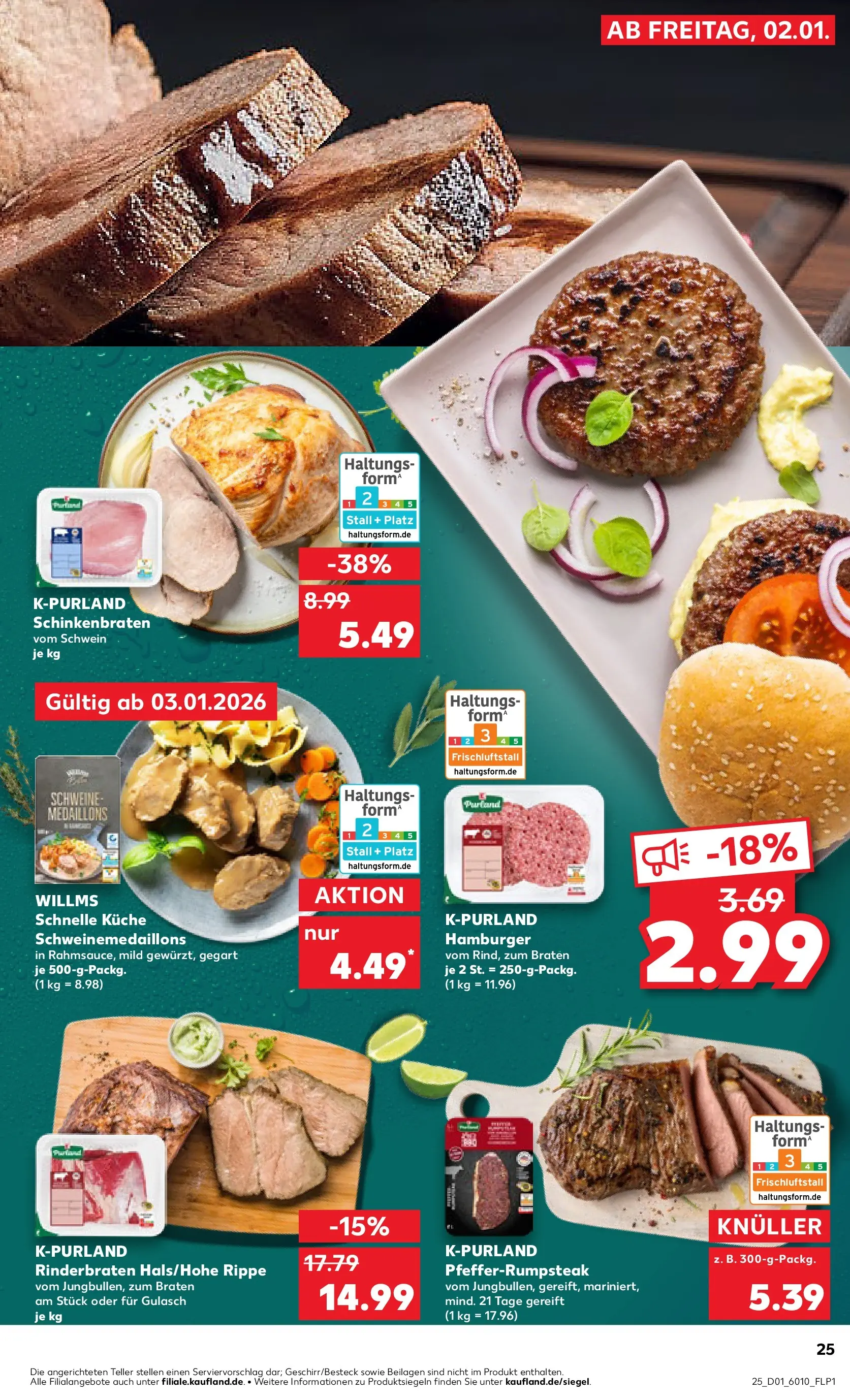 Prospekt Kaufland ab 01.01.2026 » Angebote Online zum Blättern | Seite: 25 | Produkte: Rinderbraten, Küche, Gulasch, Steak