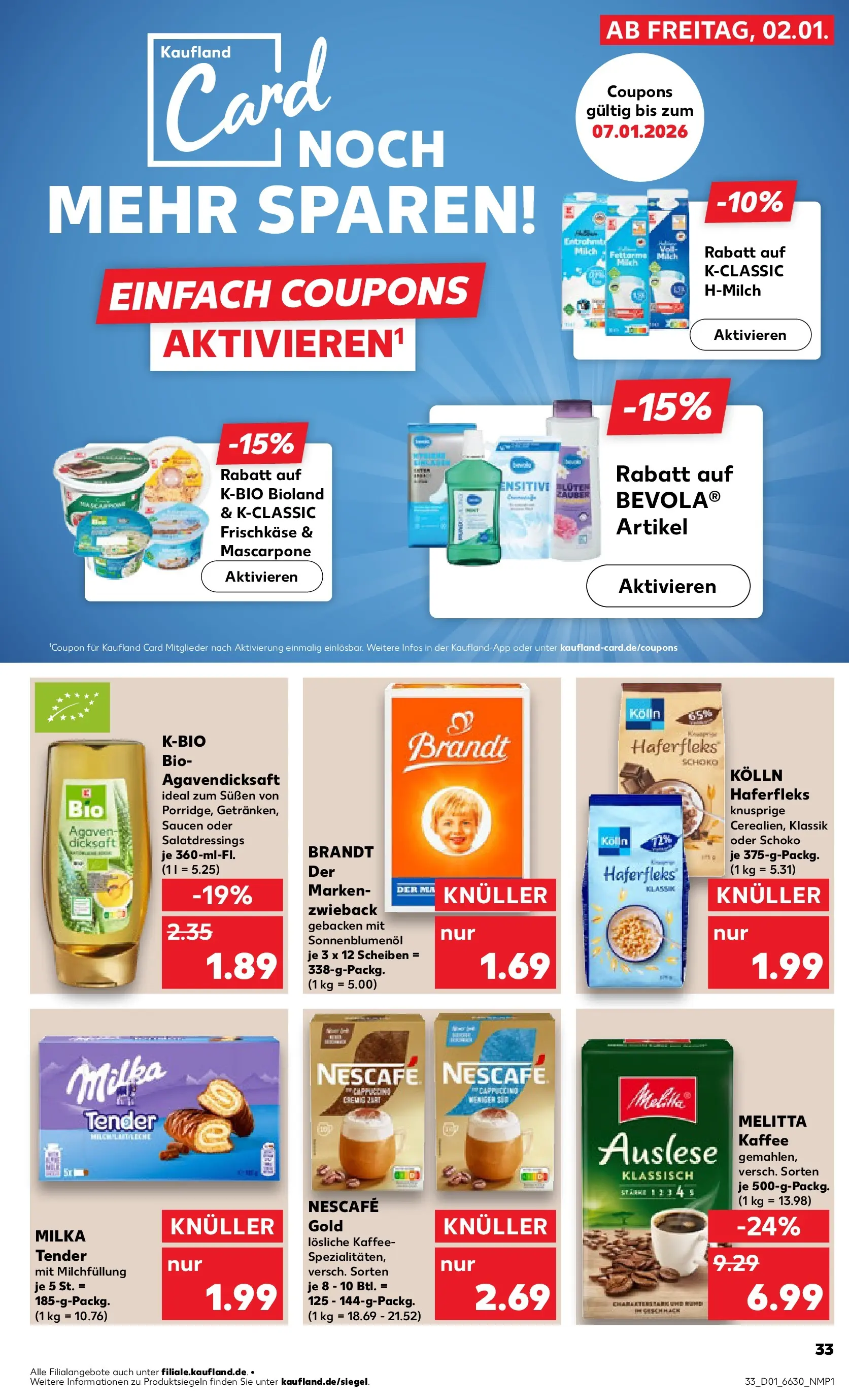 Prospekt Kaufland ab 01.01.2026 » Angebote Online zum Blättern | Seite: 33 | Produkte: Melitta, Milch, Kaffee, Sonnenblumenol