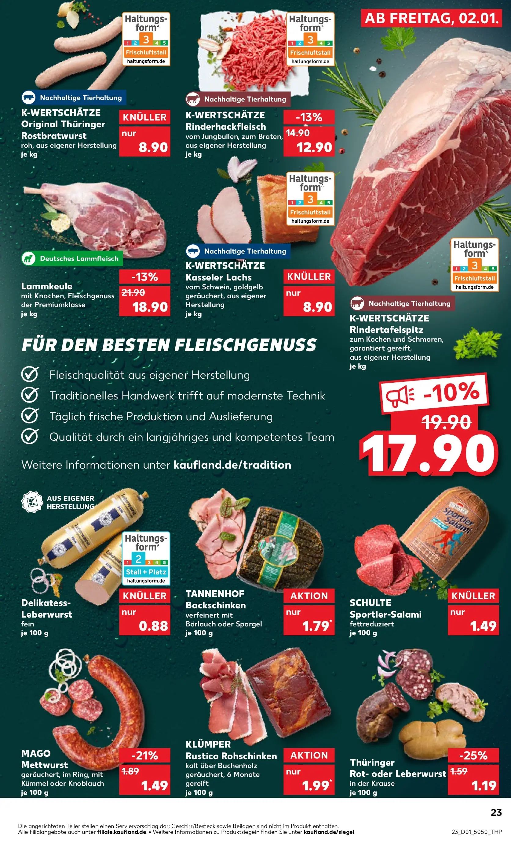 Prospekt Kaufland ab 02.01.2026 » Angebote Online zum Blättern | Seite: 23 | Produkte: Lammkeule, Spargel, Lachs, Salami
