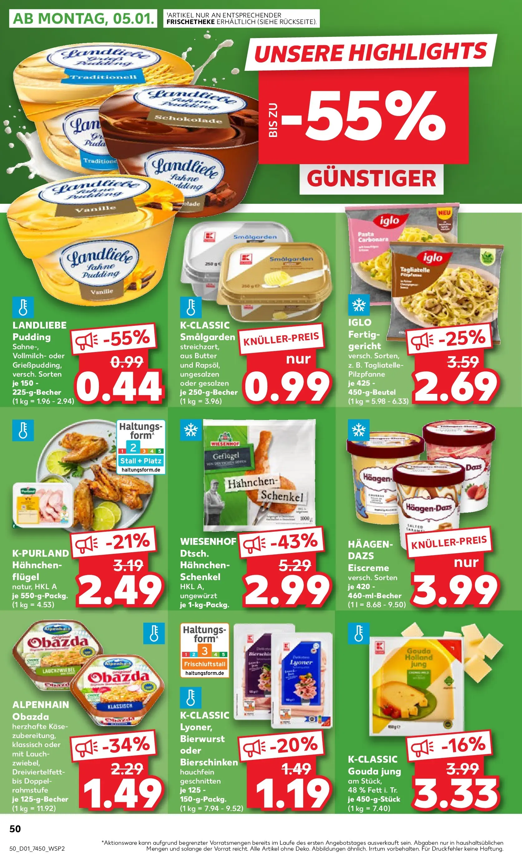 Prospekt Kaufland ab 01.01.2026 » Angebote Online zum Blättern | Seite: 50 | Produkte: Schokolade, Gouda, Iglo, Pasta