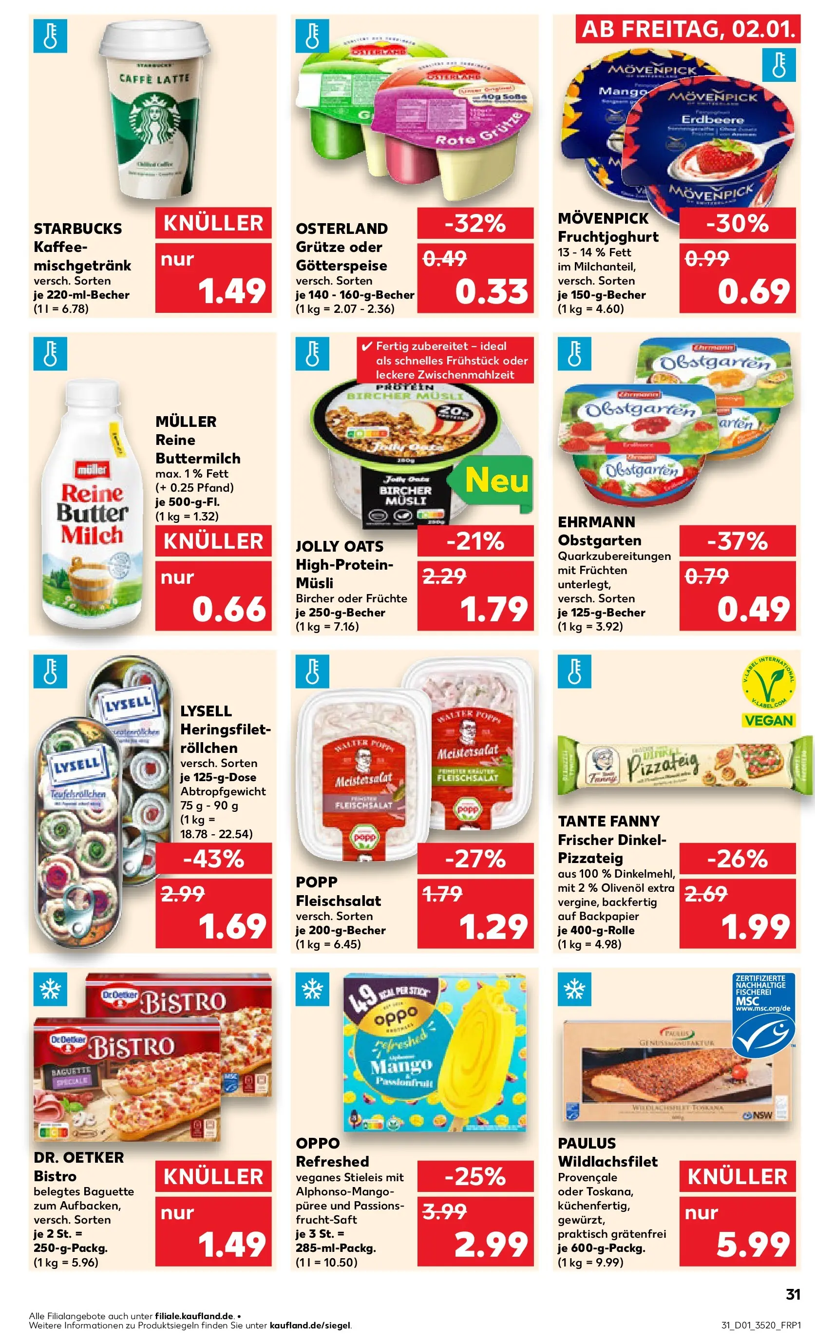 Prospekt Kaufland ab 01.01.2026 » Angebote Online zum Blättern | Seite: 31 | Produkte: Buttermilch, Butter, Fruchtjoghurt, Pizza