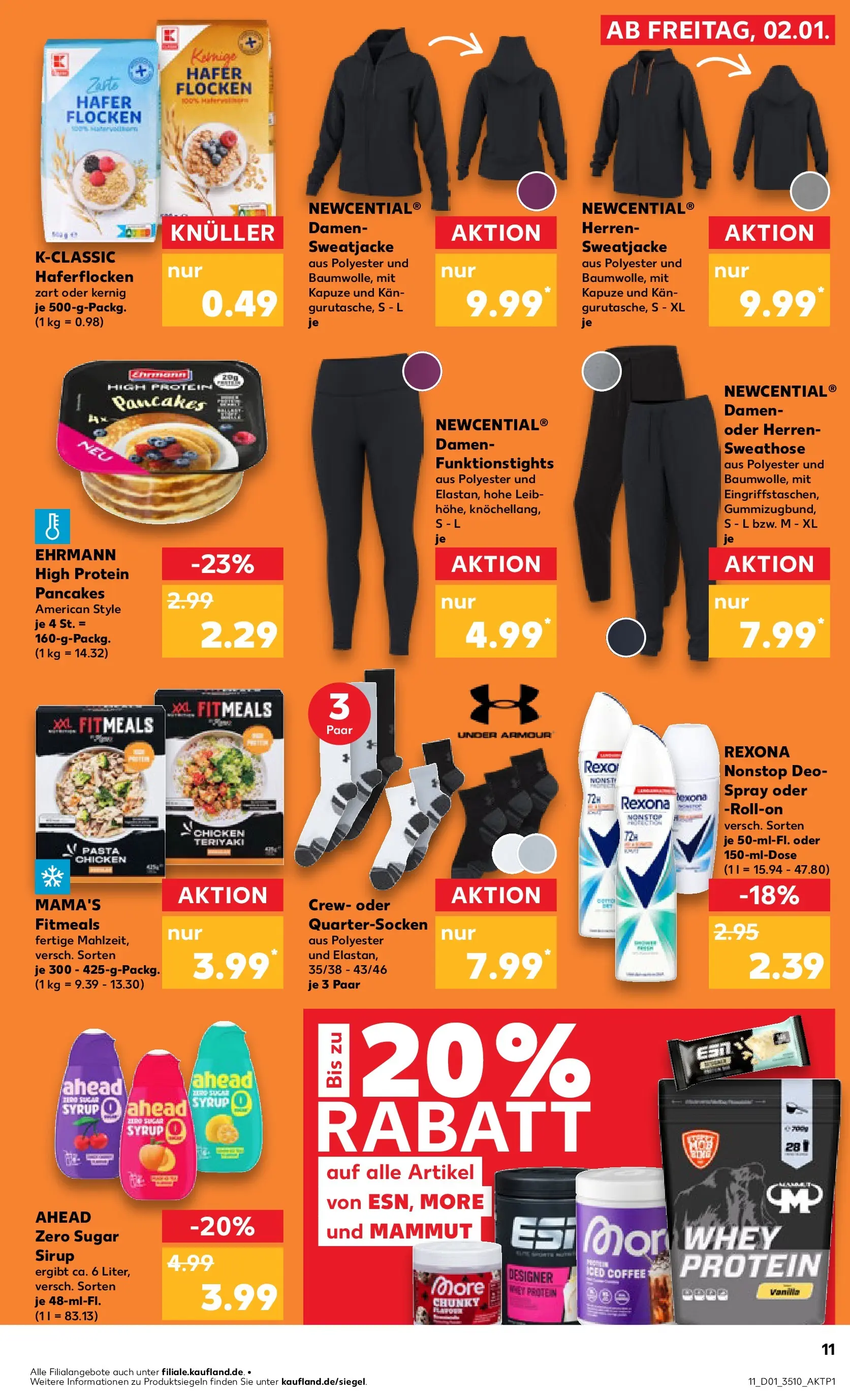 Prospekt Kaufland ab 01.01.2026 » Angebote Online zum Blättern | Seite: 11 | Produkte: Sweathose, Deodorant, Pasta, Flocken