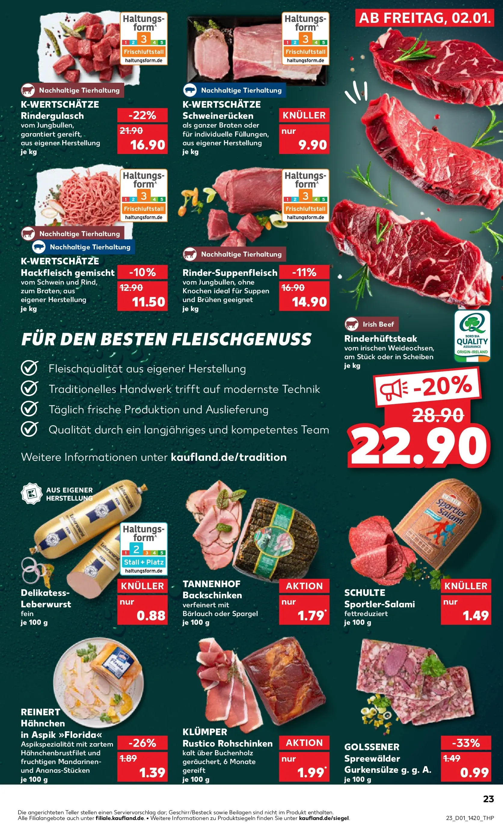Prospekt Kaufland ab 01.01.2026 » Angebote Online zum Blättern | Seite: 23 | Produkte: Mandarinen, Schweinerucken, Salami, Hackfleisch