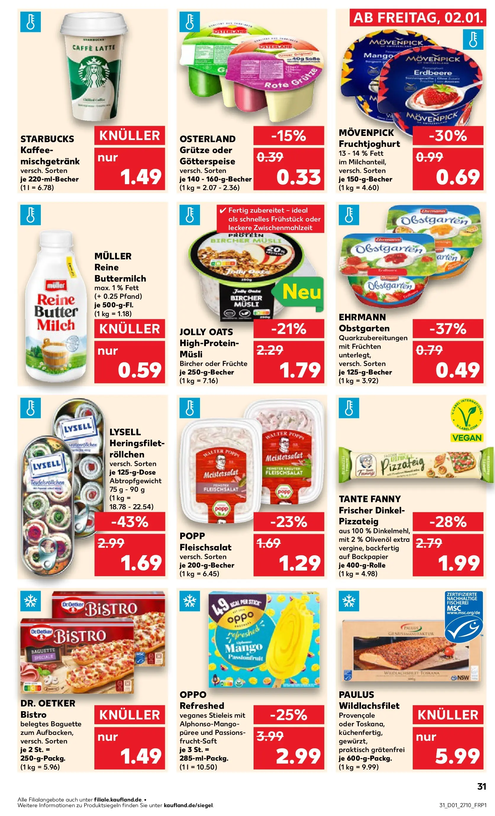 Prospekt Kaufland ab 02.01.2026 » Angebote Online zum Blättern | Seite: 31 | Produkte: Starbucks, Baguette, Fruchtjoghurt, Fruchtsaft