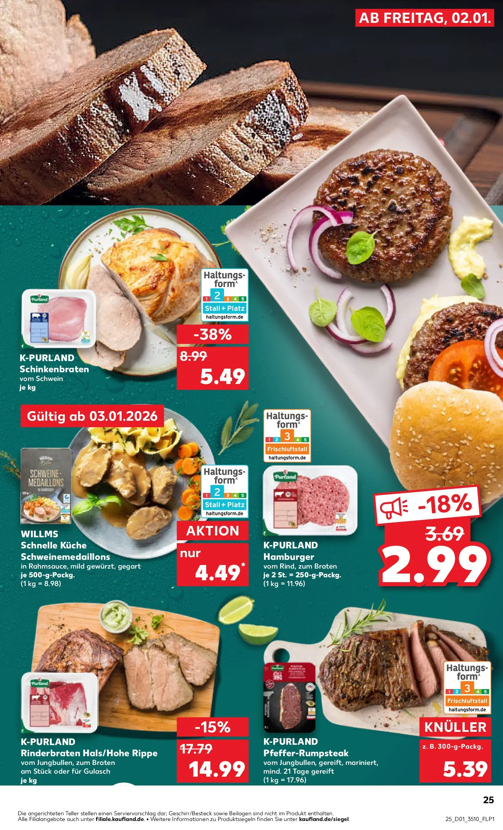 Prospekt Kaufland ab 02.01.2026 » Angebote Online zum Blättern | Seite: 25 | Produkte: Rinderbraten, Küche, Gulasch