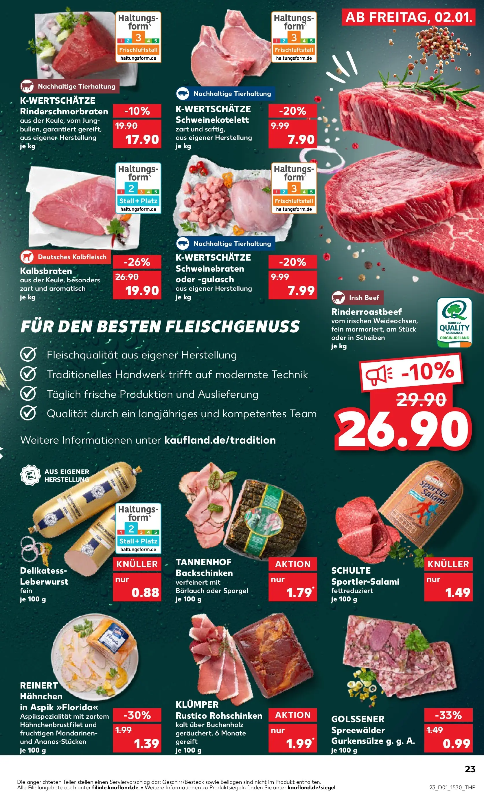 Prospekt Kaufland ab 02.01.2026 » Angebote Online zum Blättern | Seite: 23 | Produkte: Hahnchen, Spargel, Gulasch, Salami