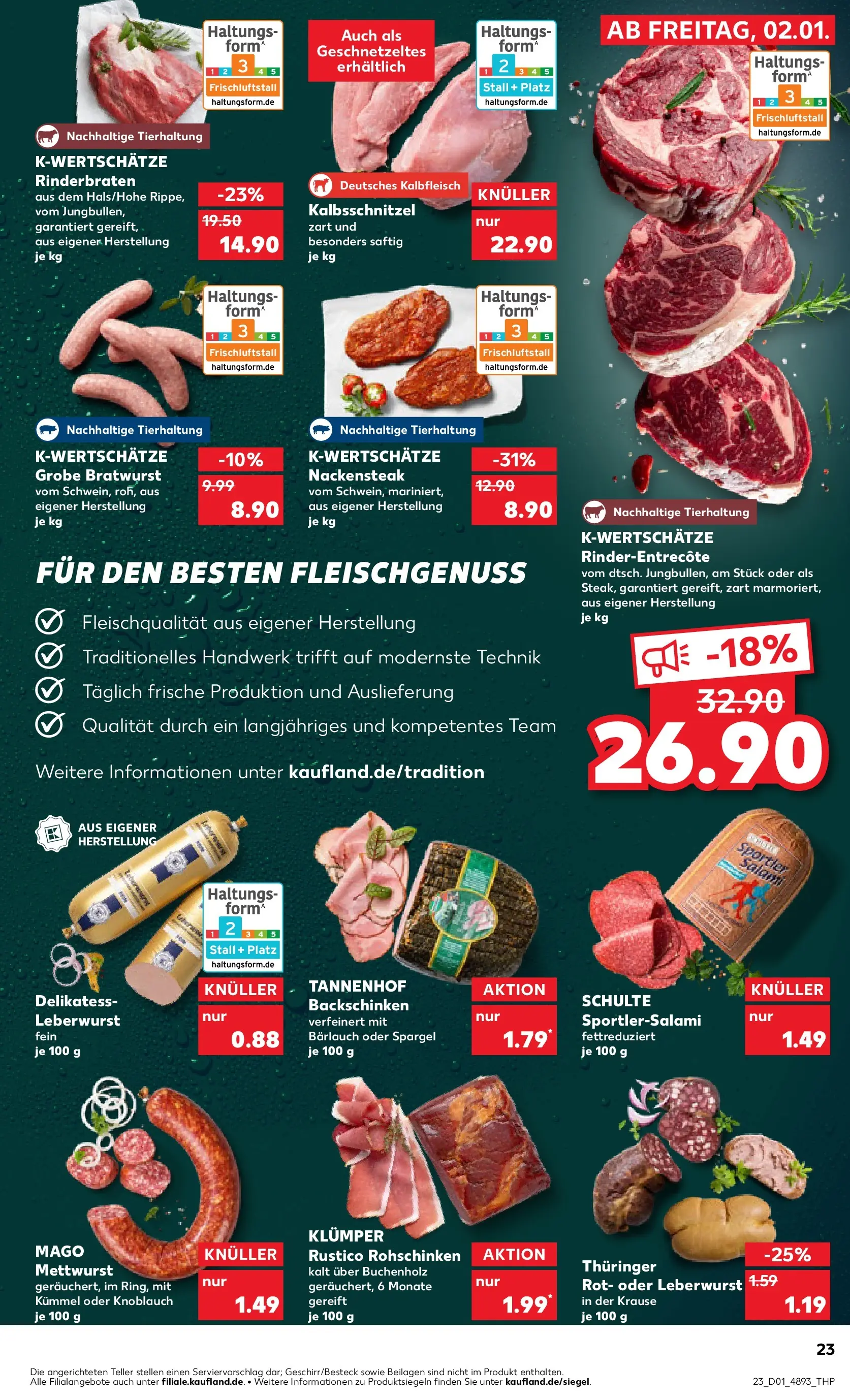 Prospekt Kaufland ab 01.01.2026 » Angebote Online zum Blättern | Seite: 23 | Produkte: Entrecote, Spargel, Knoblauch, Salami