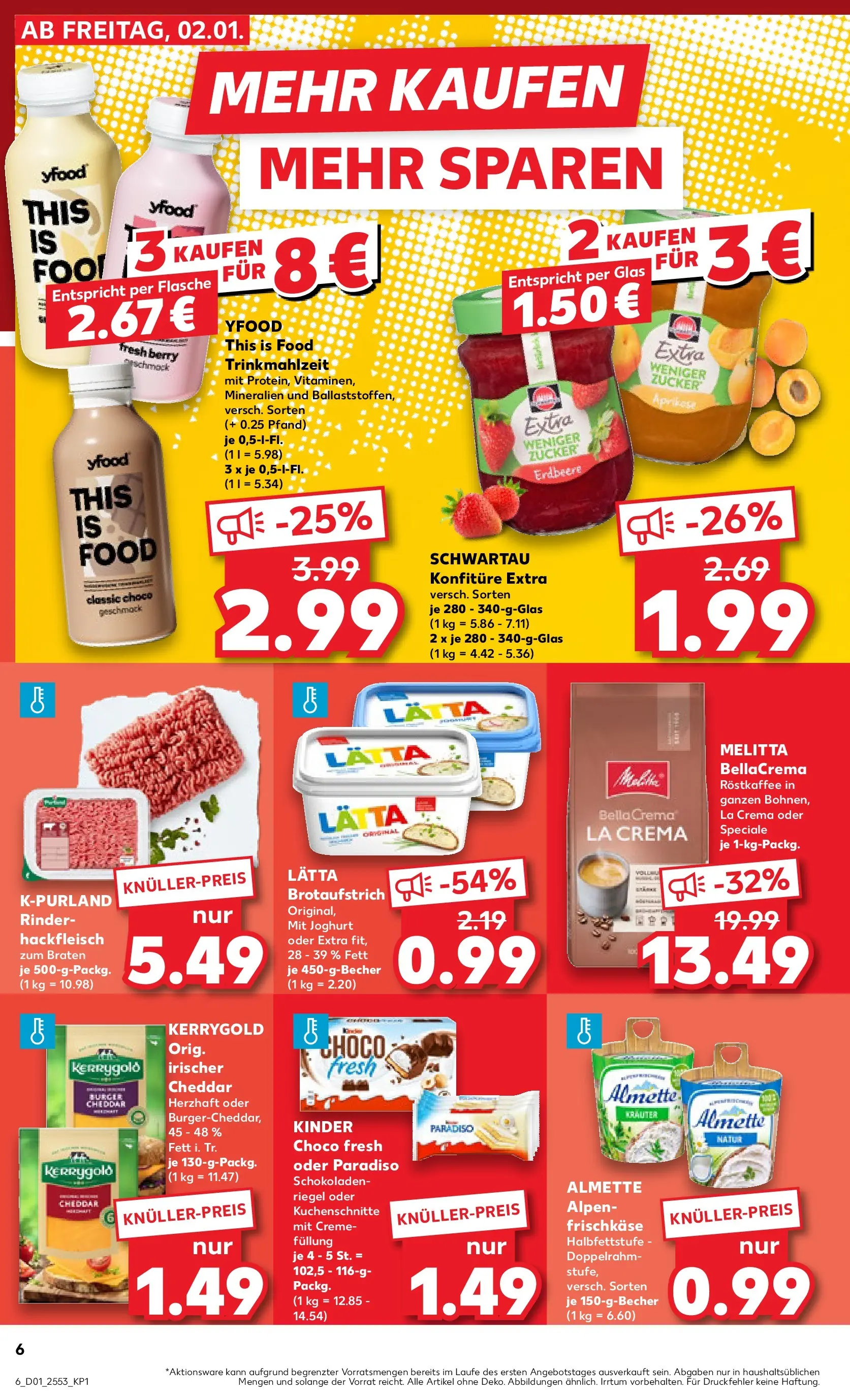 Prospekt Kaufland ab 01.01.2026 » Angebote Online zum Blättern | Seite: 6 | Produkte: Melitta, Zucker, Lätta, Frischkase
