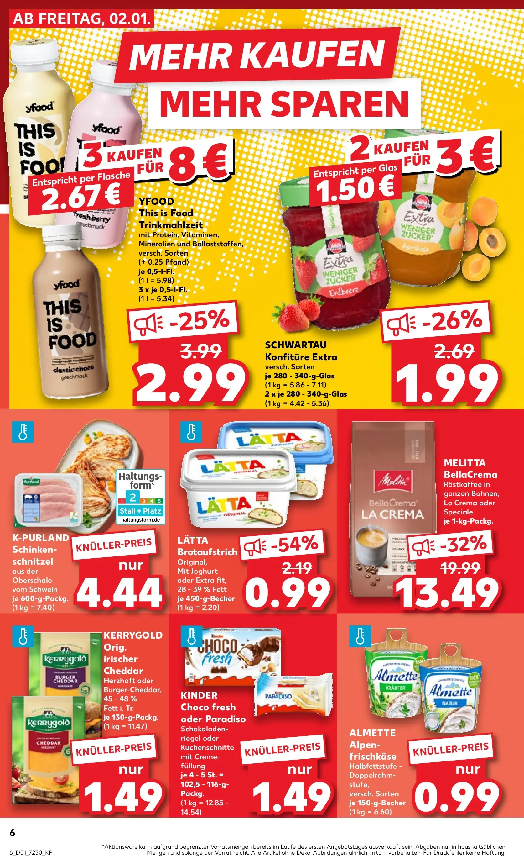 Prospekt Kaufland ab 01.01.2026 » Angebote Online zum Blättern | Seite: 6 | Produkte: Melitta, Almette, Creme, YFood