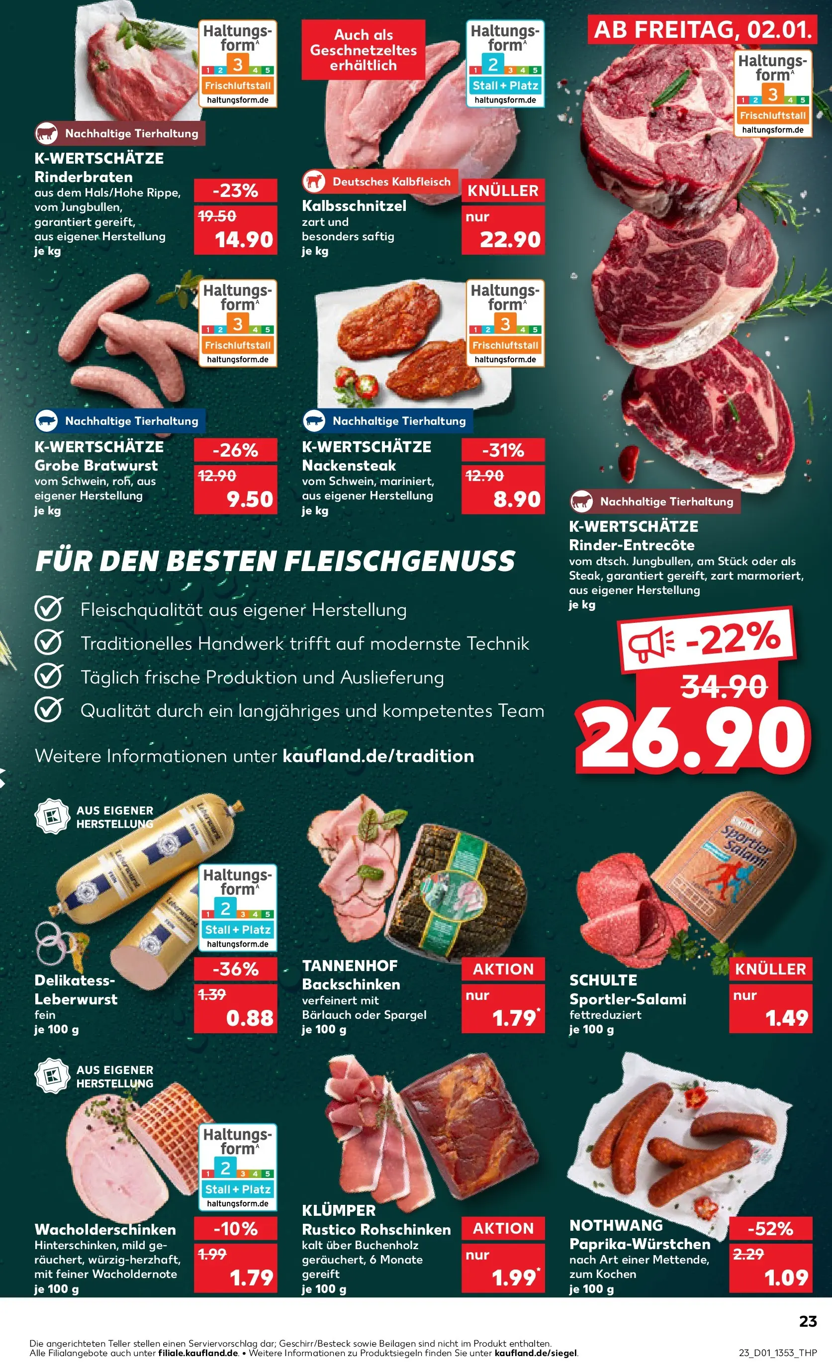 Prospekt Kaufland ab 02.01.2026 » Angebote Online zum Blättern | Seite: 23 | Produkte: Rinderbraten, Bratwurst, Spargel