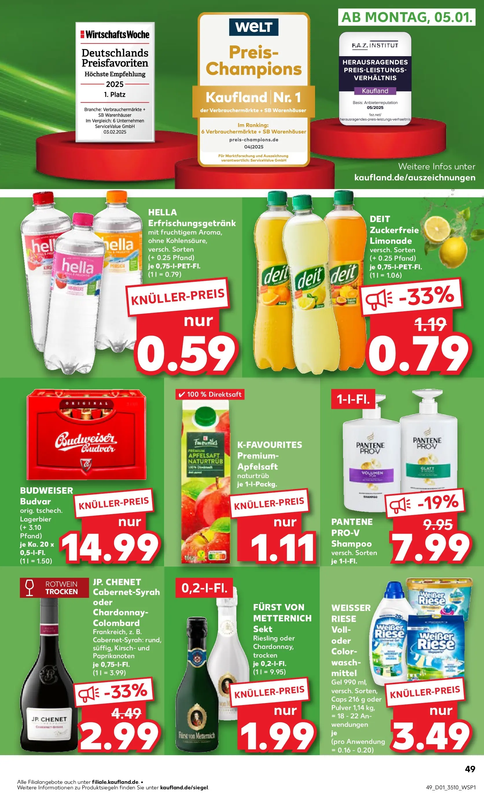 Prospekt Kaufland ab 01.01.2026 » Angebote Online zum Blättern | Seite: 49 | Produkte: Furst von metternich, Shampoo, Hella, Budweiser